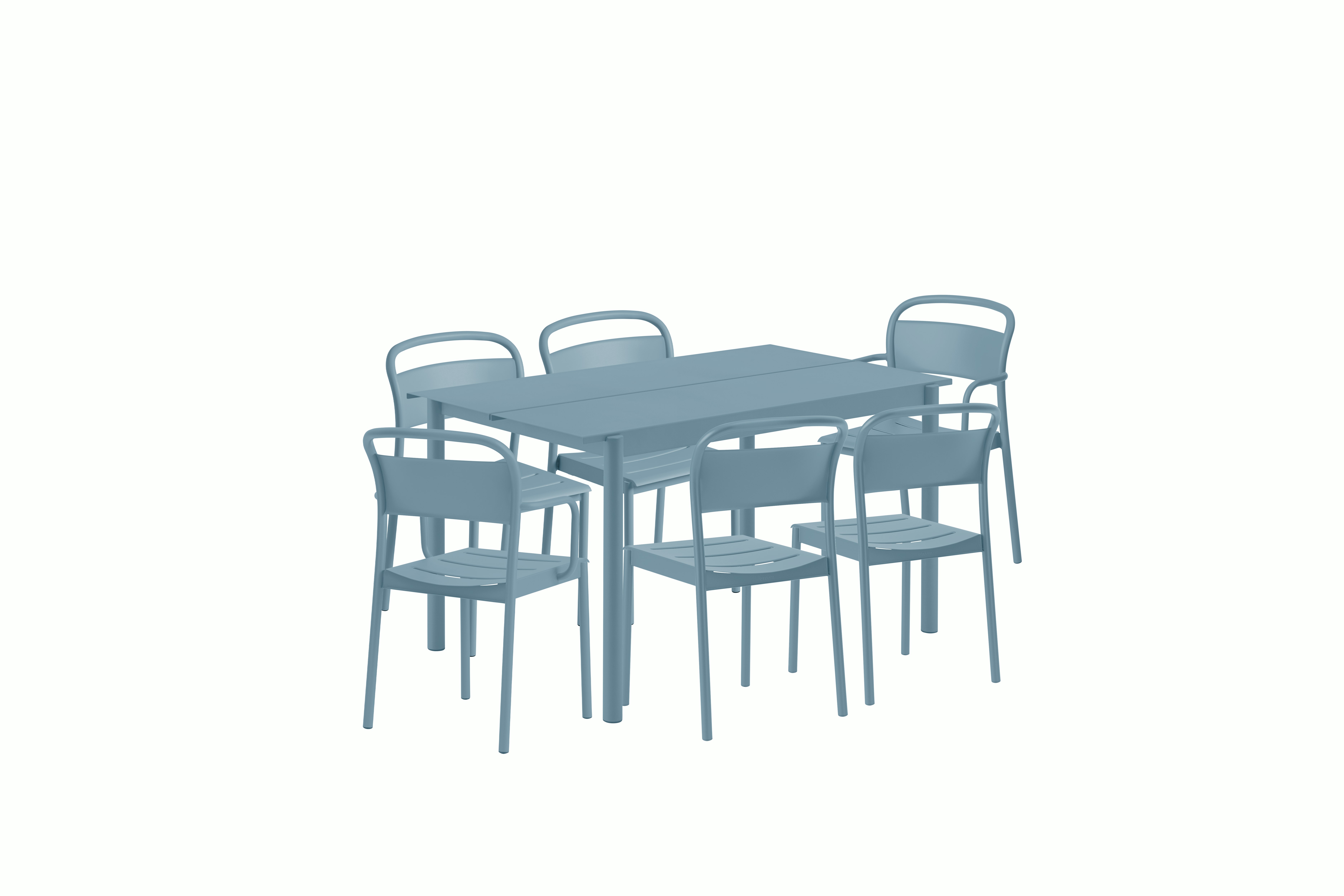 Linear Dining Set - 55" Table,  2 Armchairs,  & 4 Side Chairs,  Pale Blue"