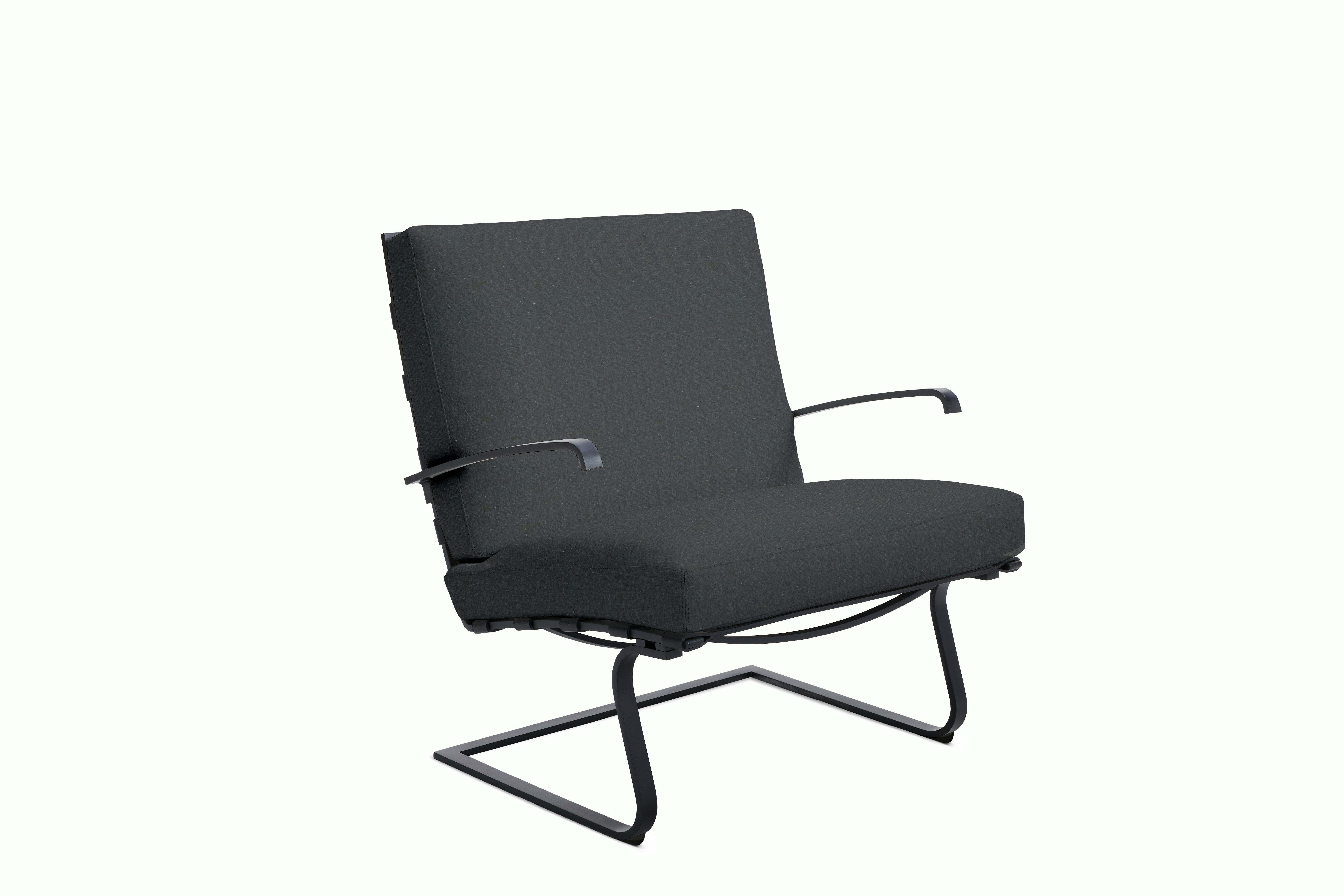 Tugendhat Chair in Buzz,  Eclipse with belting in Belting Leather,  Black and black frame