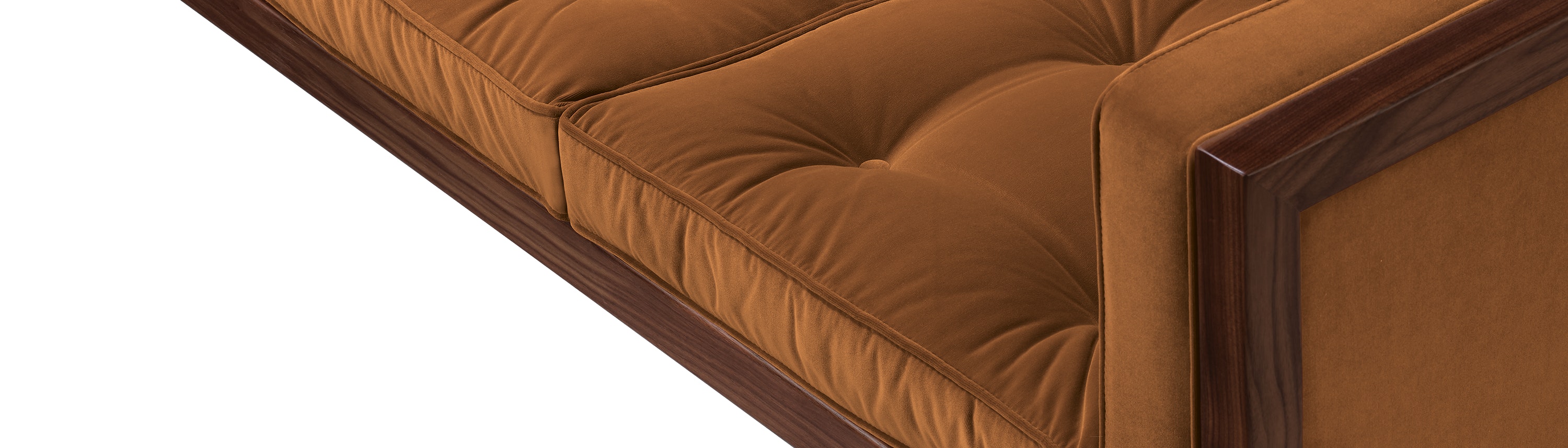 Nelson Cube Sofa in velvet and walnut