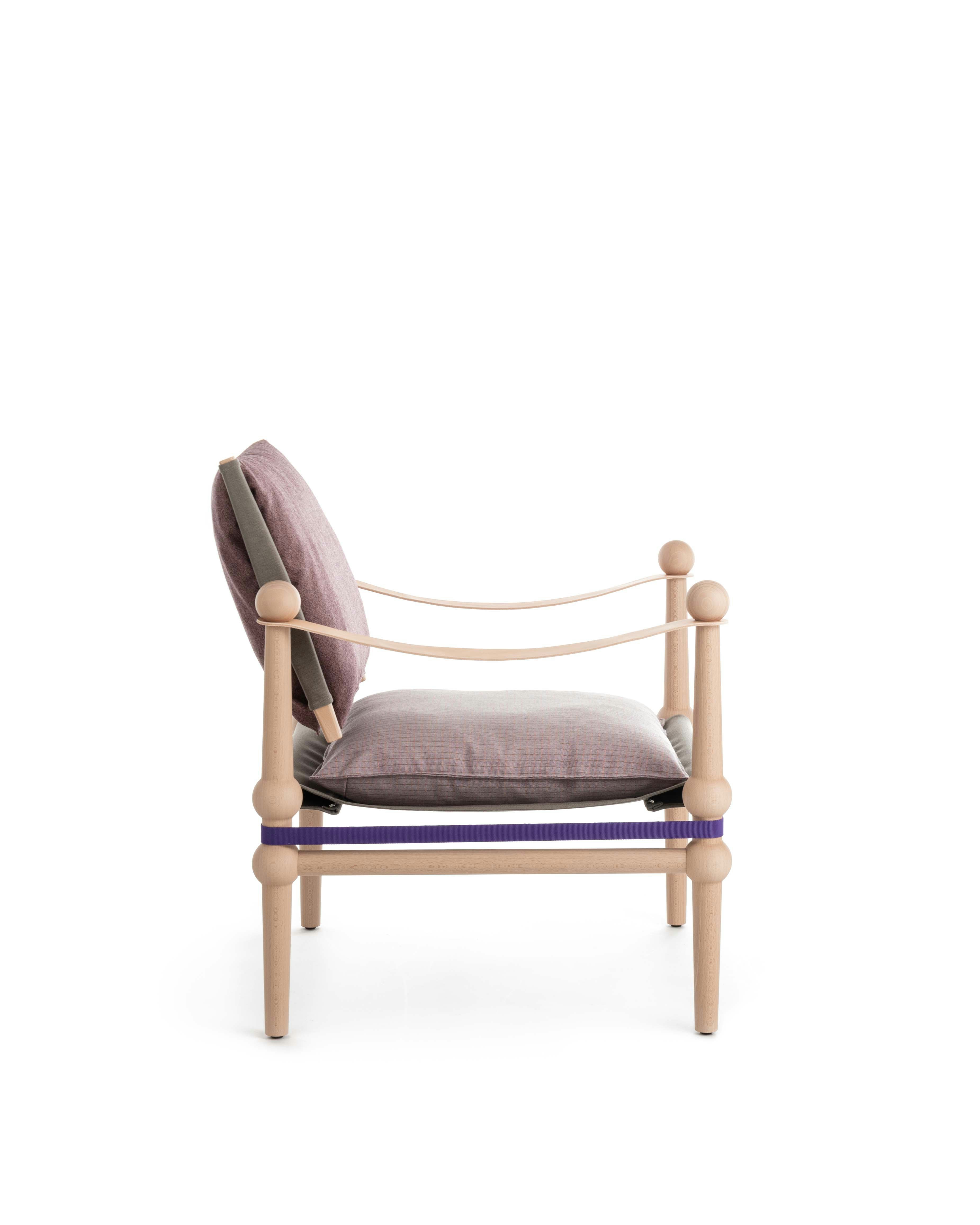 Twain Low Chair in Natural Beech and Pink