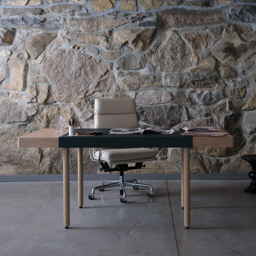 New Canaan Leatherwrap Sit-to-Stand Desk, 2 Drawers