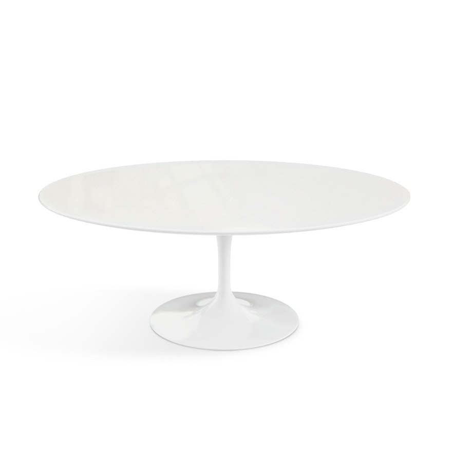 Saarinen Coffee Table - 42",  Oval,  Quartz,  Vetro Bianco,  White"