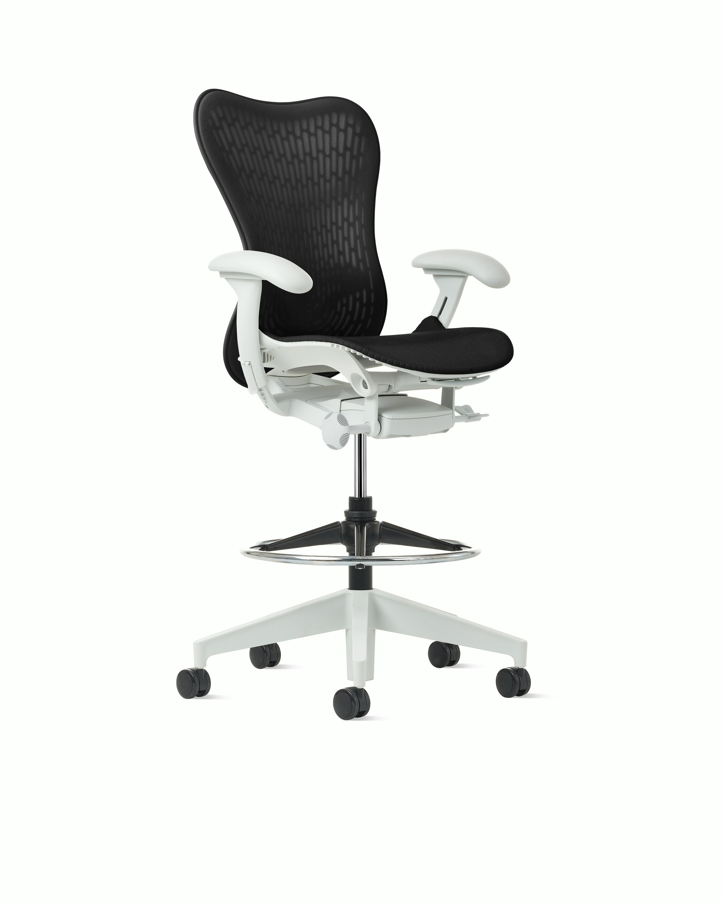 MIrra 2 Stool in Alpine with Graphite Butterfly Suspension and FlexFront seat