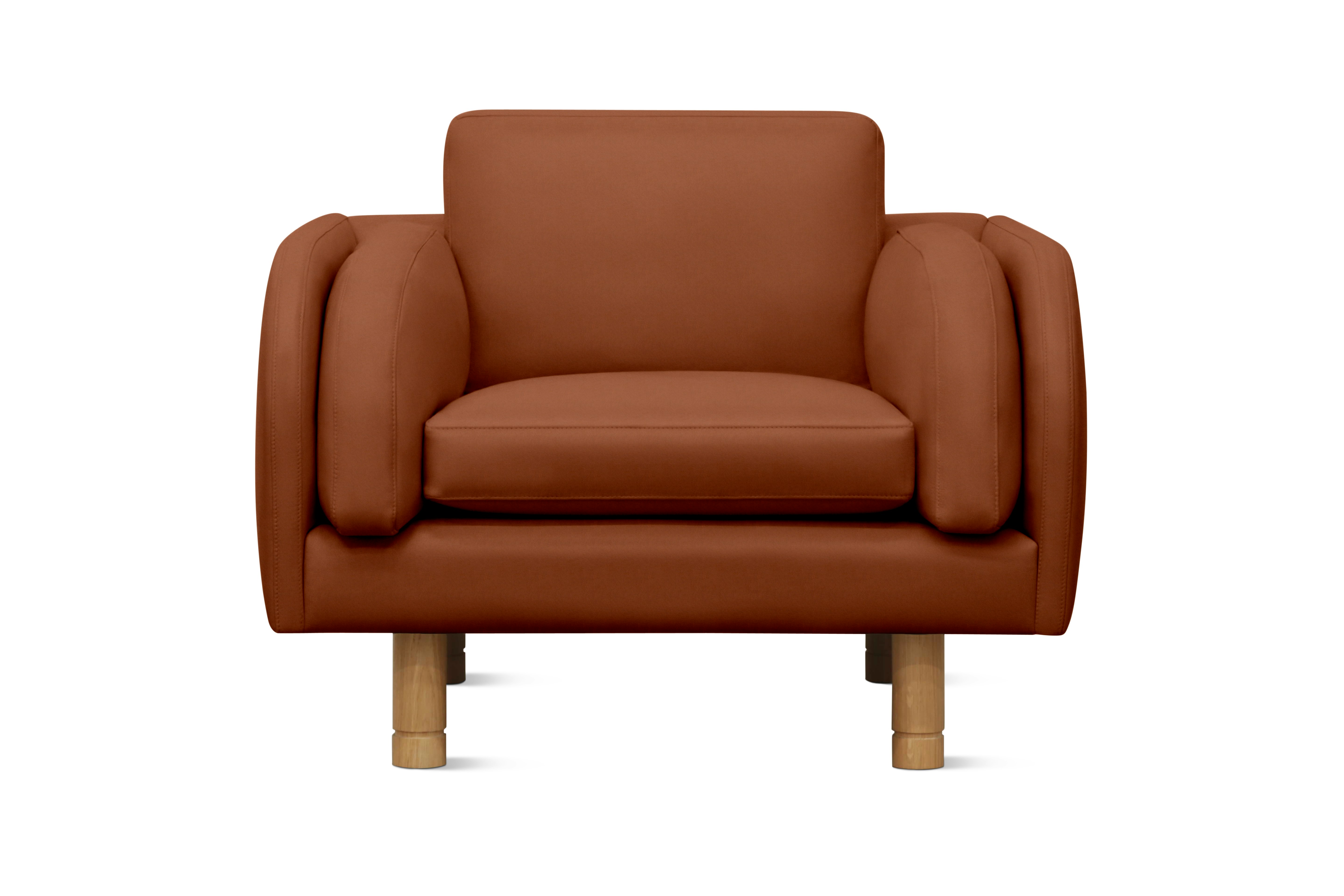 Moreno Lounge Chair - Marquis Velvet,  Rust,  Oak
