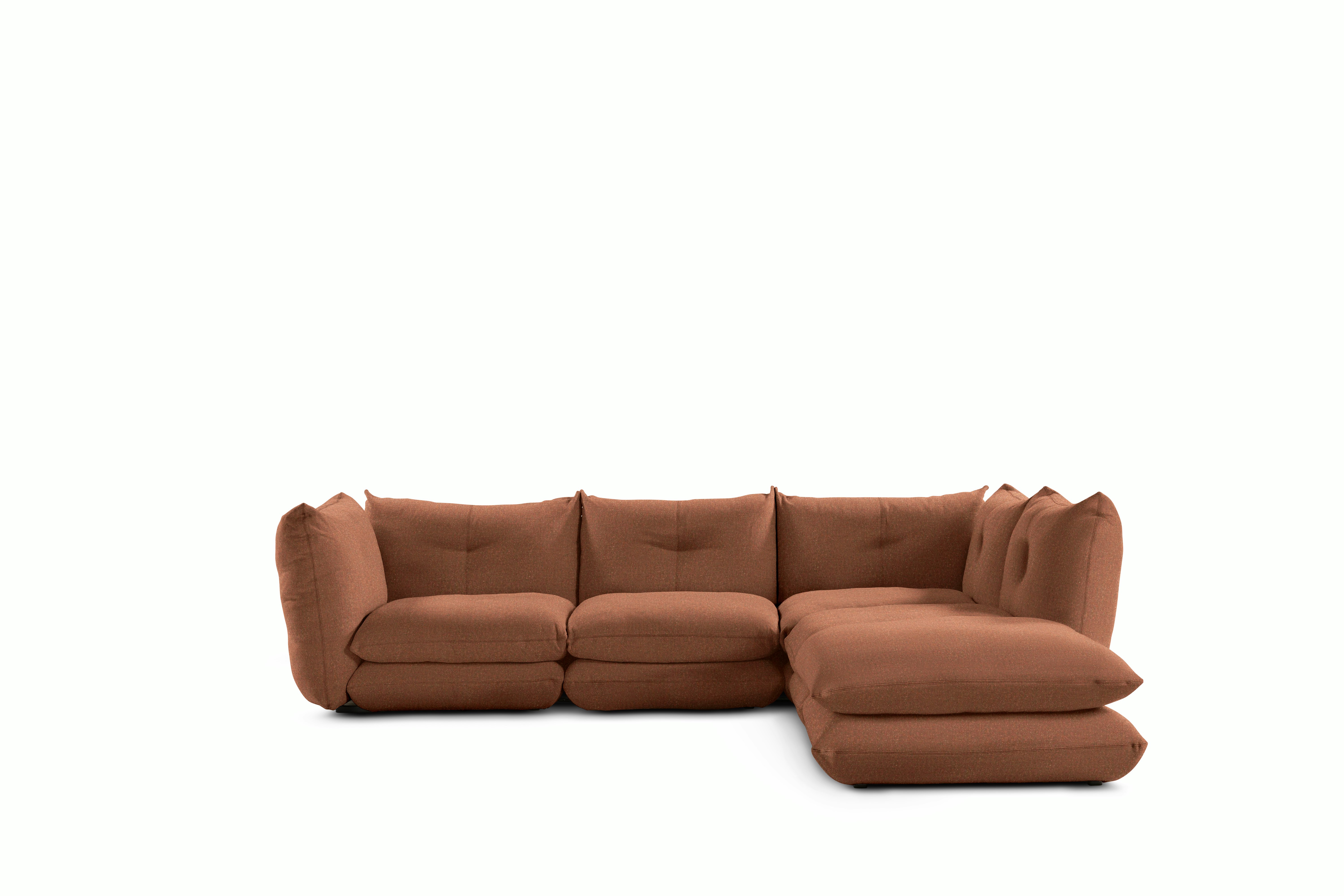 Pillo Sectional -  Right,  Four Seater with Ottoman,  Standard,  Buzz,  Bittersweet