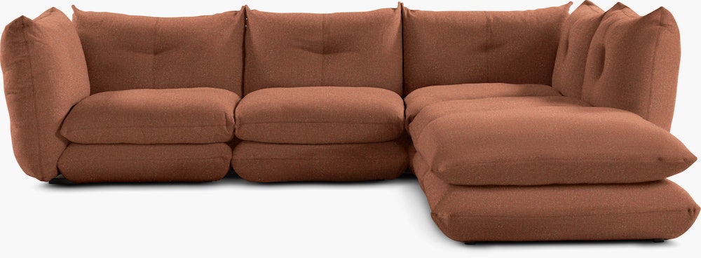 Pillo Sectional -  Right,  Four Seater with Ottoman,  Standard,  Buzz,  Bittersweet