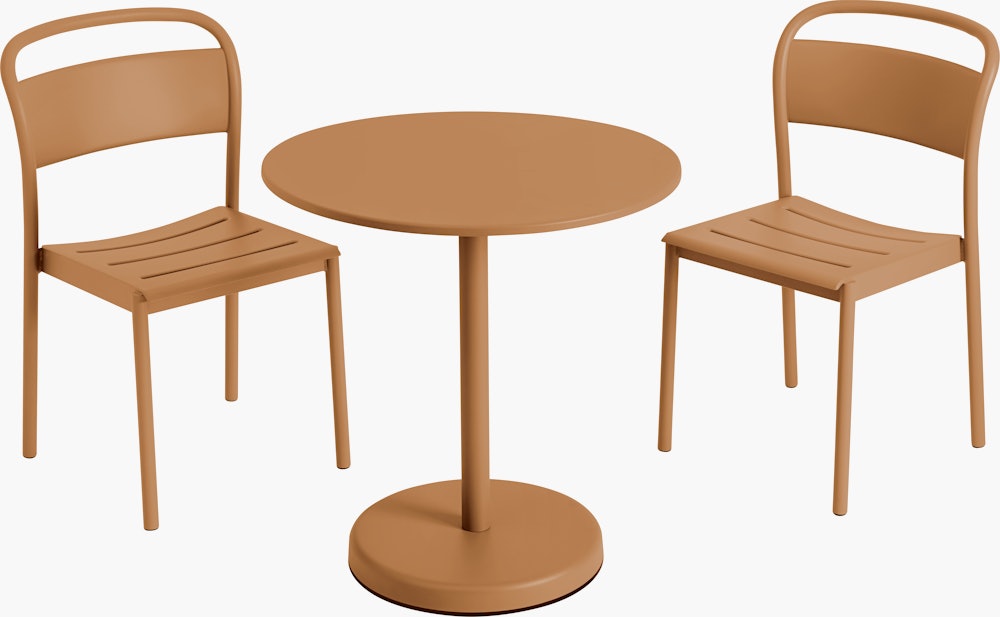 Linear Cafe Set - Round Table,  Burnt Orange