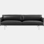 Outline Sofa - 3 Seater - 86.75" - Refine Leather, Black, Aluminum Base