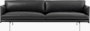 Outline Sofa - 3 Seater - 86.75" - Refine Leather, Black, Aluminum Base