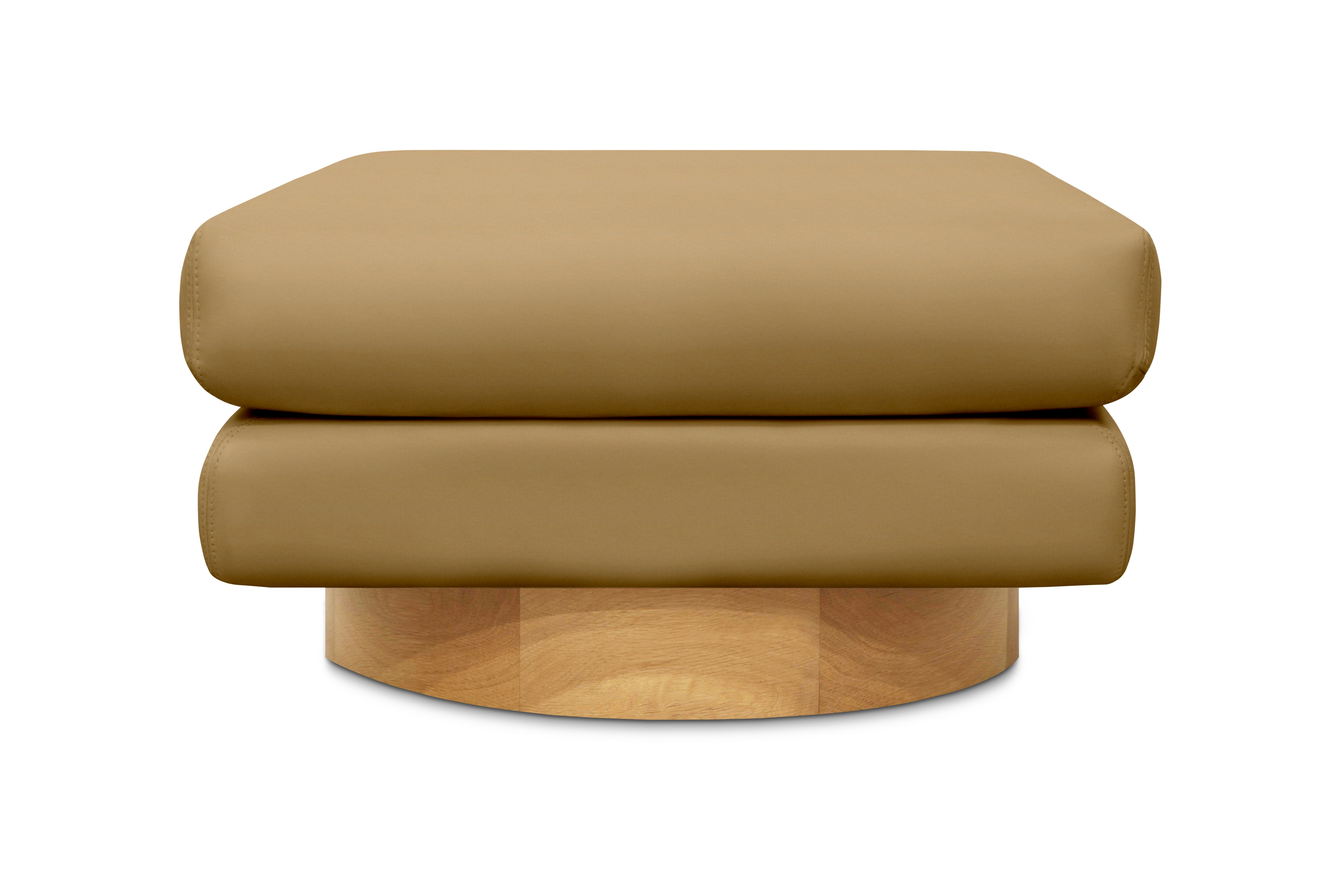 Mesa Ottoman - Marquis Velvet,  Coffee,  Oak