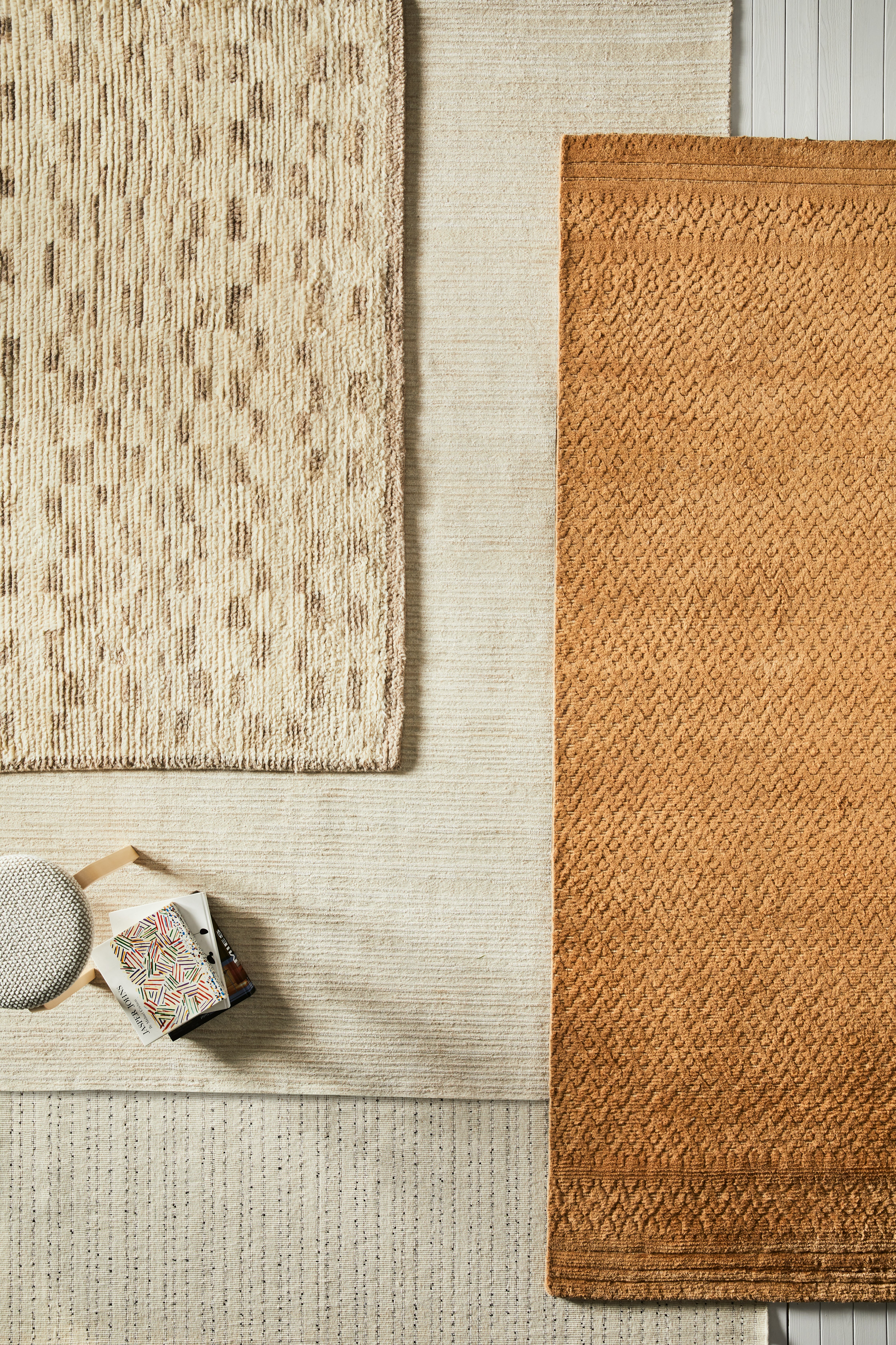 Handloom Waves Cotton & Jute Rugs Carpet Modern Designer Rug Natural Colour 