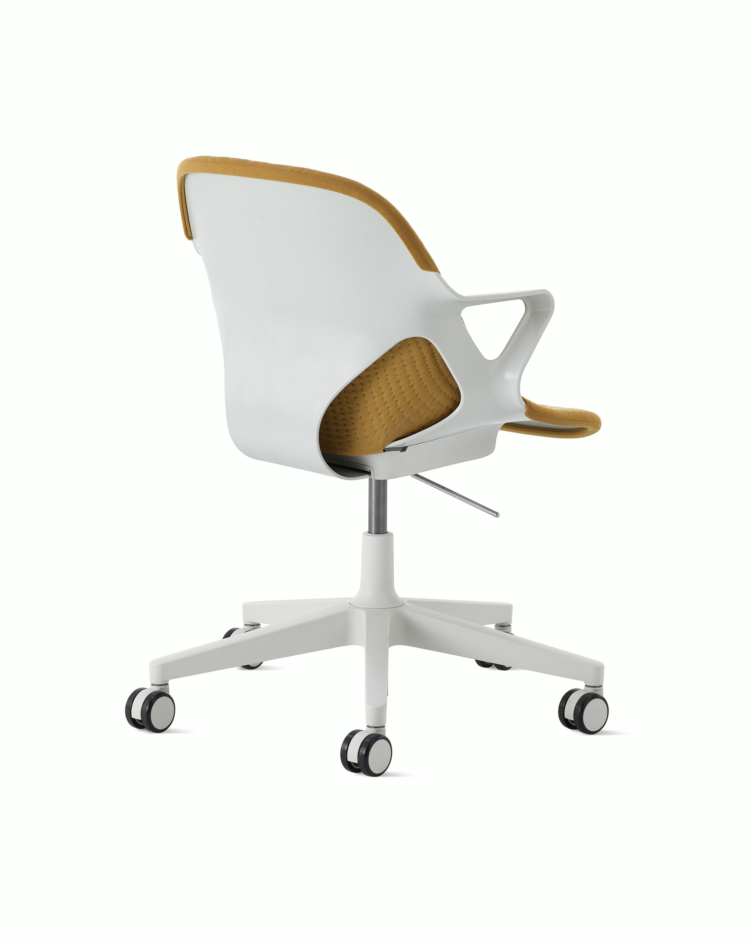 Angle view of Zeph Chair in alpine/mustard seed