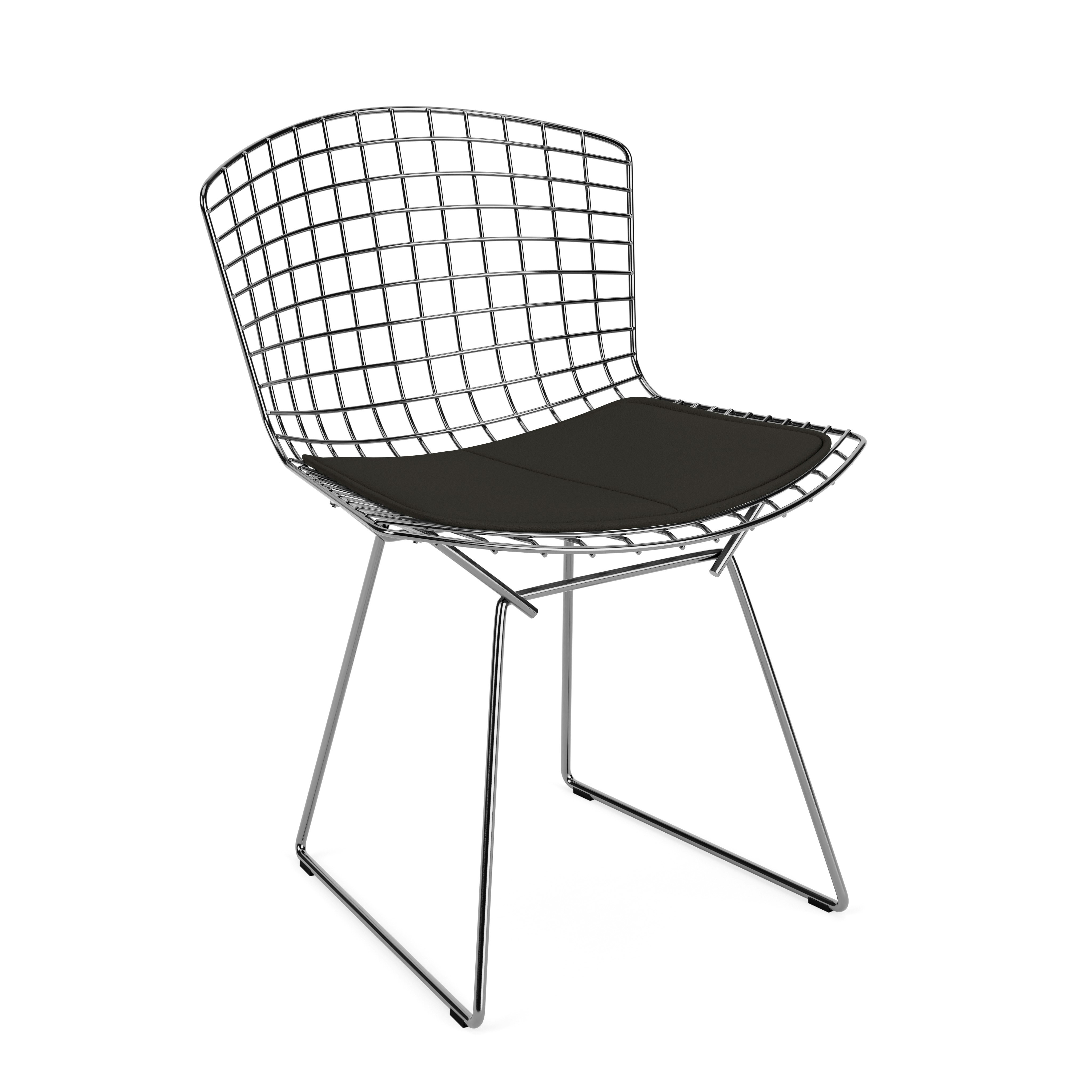 Bertoia Side Chair- Seat Pad, Polished Chrome, Prairie, Bison