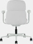 Rear view of a mid-back Asari chair by Herman Miller in light grey with height adjustable arms.
