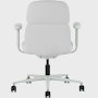 Rear view of a mid-back Asari chair by Herman Miller in light grey with height adjustable arms.
