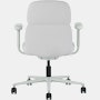 Rear view of a mid-back Asari chair by Herman Miller in light grey with height adjustable arms.