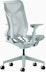 A glacier mid-back Cosm Chair with height adjustable arms.