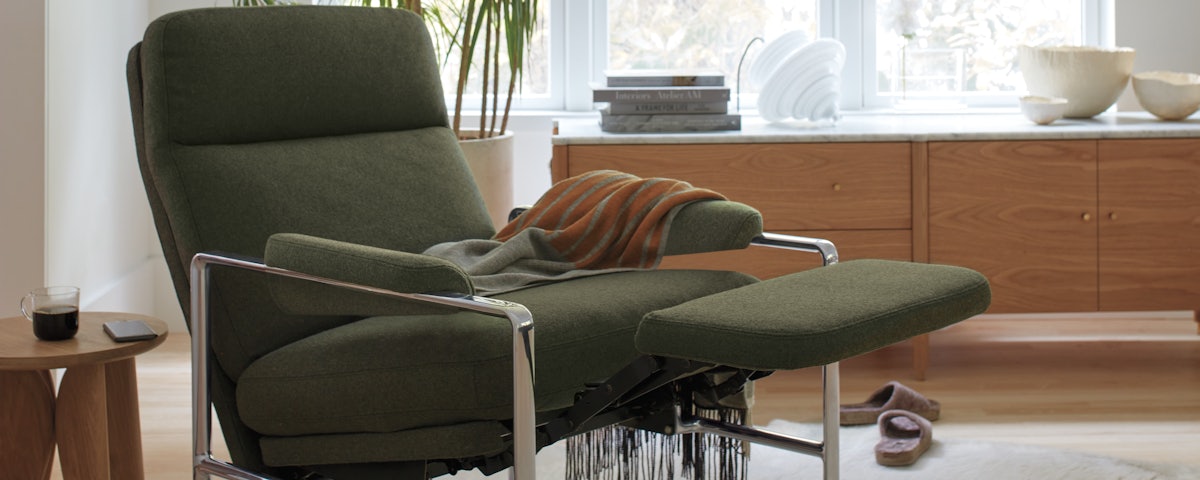 Risa Recliner with a wool throw in a living room setting