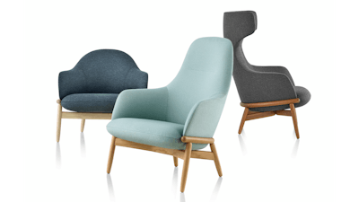 Reframe Lounge Seating by Geiger in grey, dark blue, and light blue