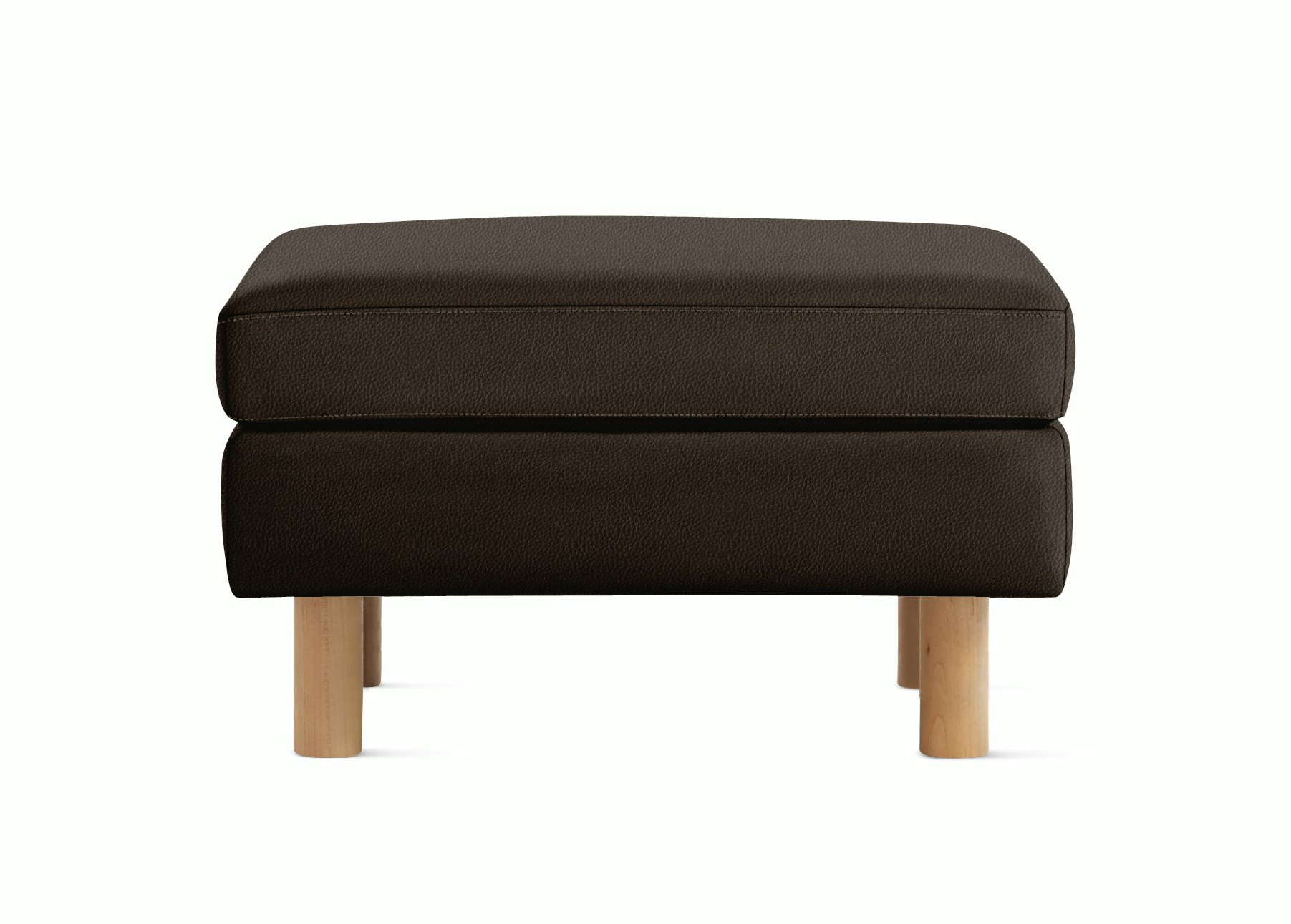 Lispenard Ottoman  in java brown leather with 6" legs.