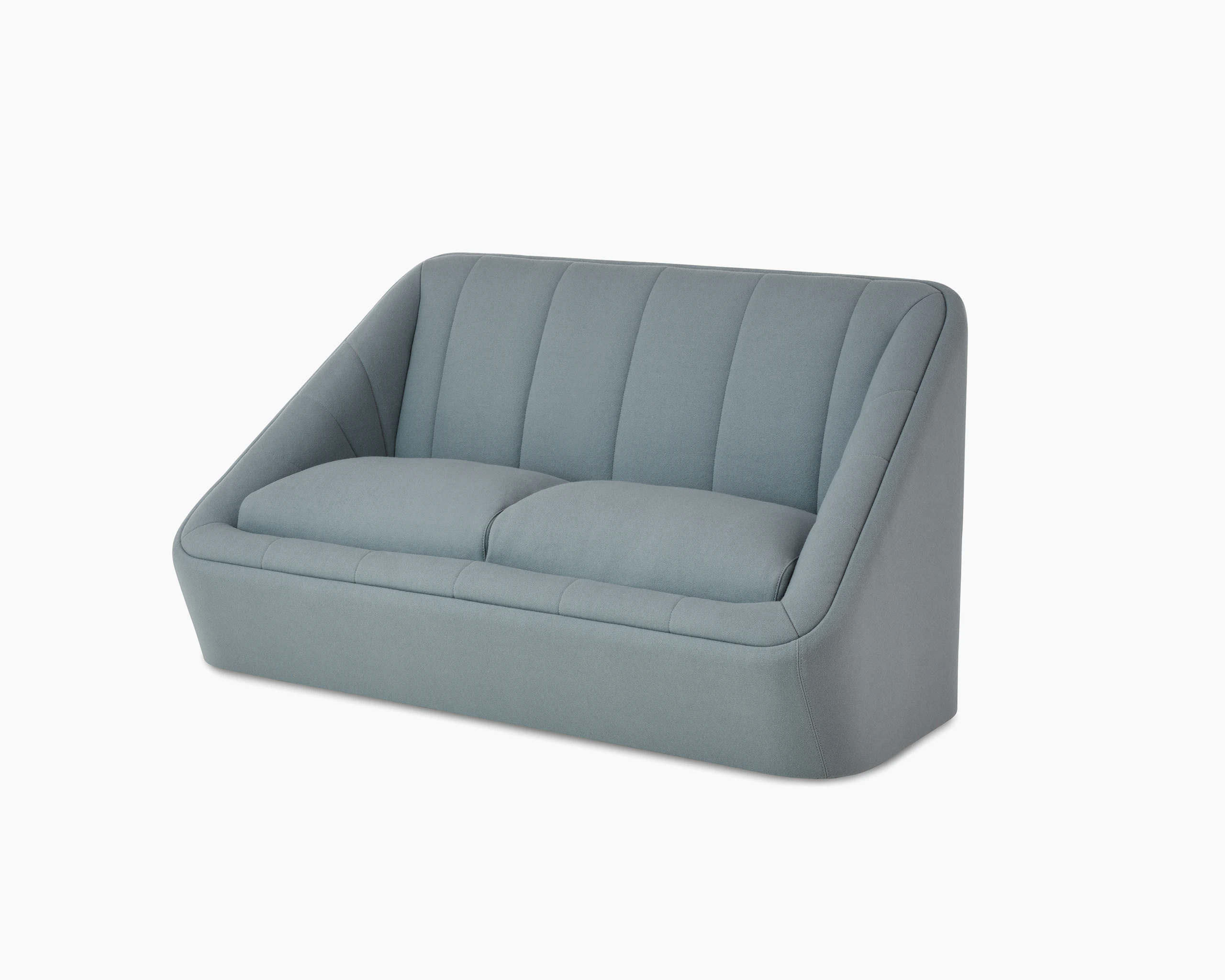 White sweep of Fiji 2 seat sofa with mid grey fabric