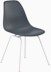 Front angle of medium grey plastic shell chair on 4-leg base.