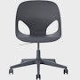 Front view of a dark grey armless Zeph chair.