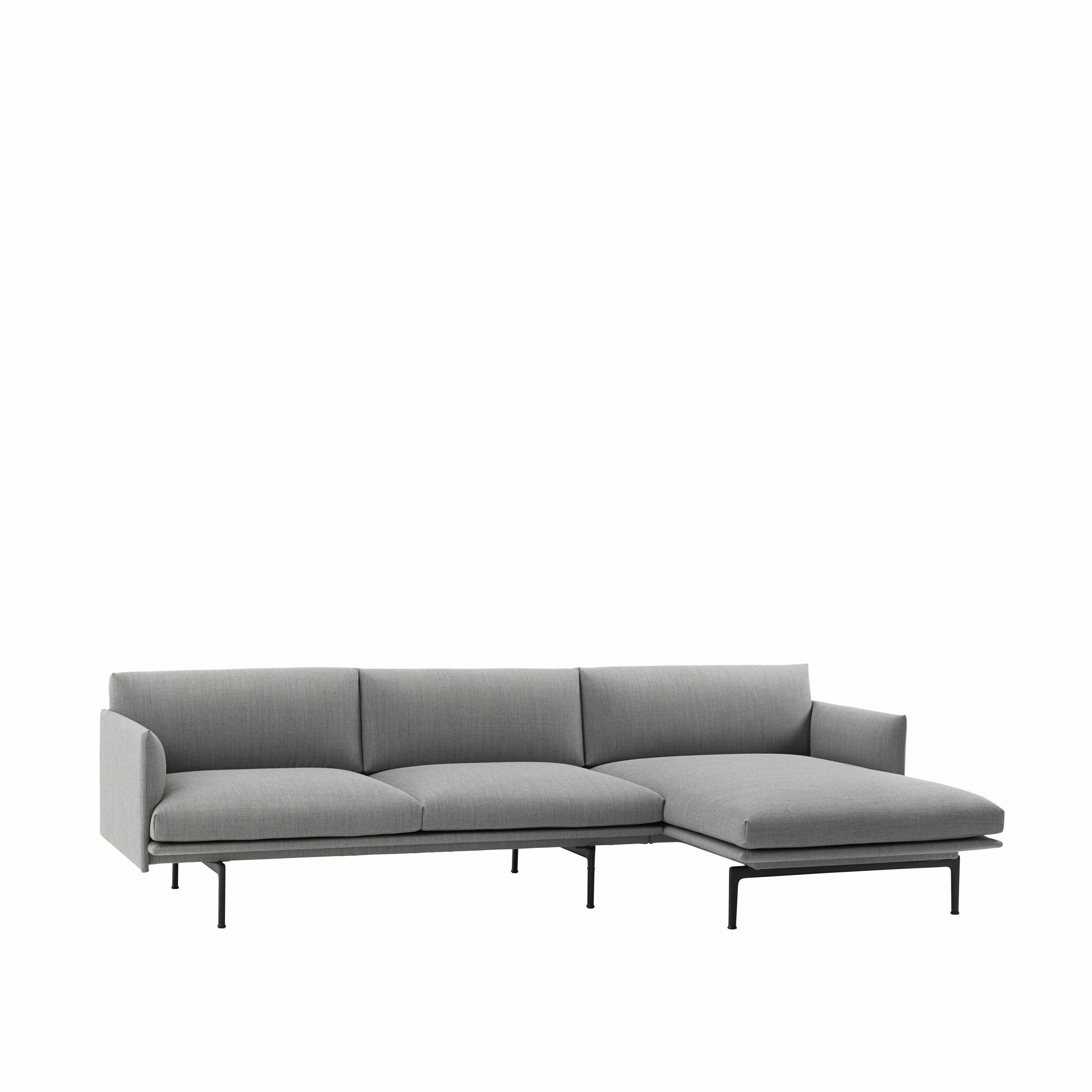Outline sofa chaise longue 3 seater fiord 151 sideview Muuto right