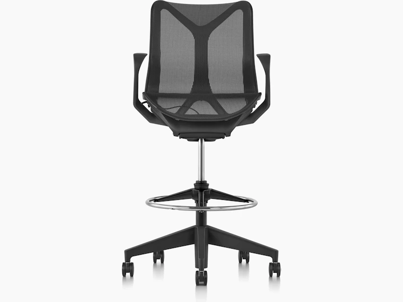 Cosm low back stool, front view, graphite