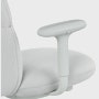 Detail view of an Asari chair by Herman Miller in light grey with height adjustable arms.