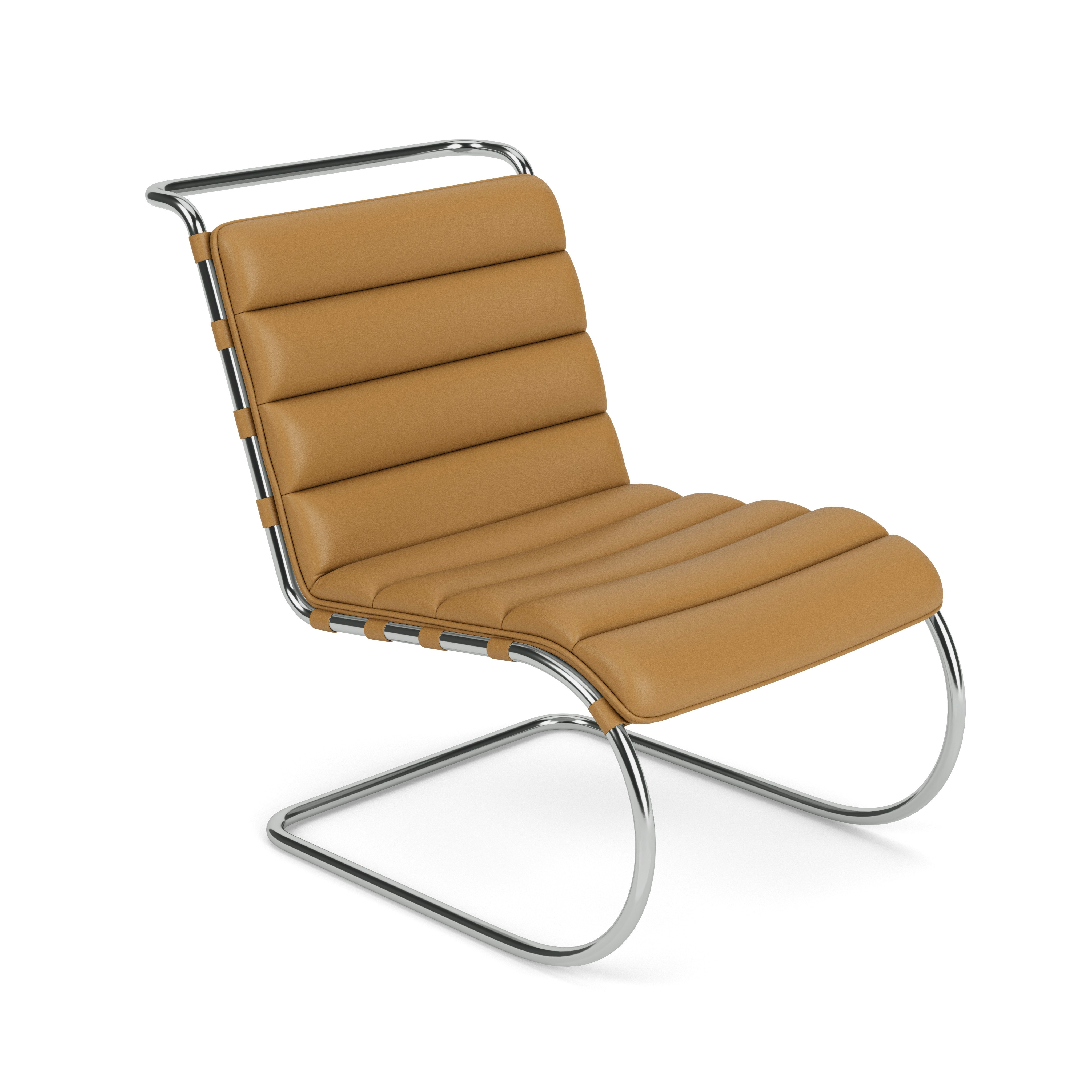 MR Lounge Chair - Armless, Acqua Leather, Botany Bay, Polished Chrome