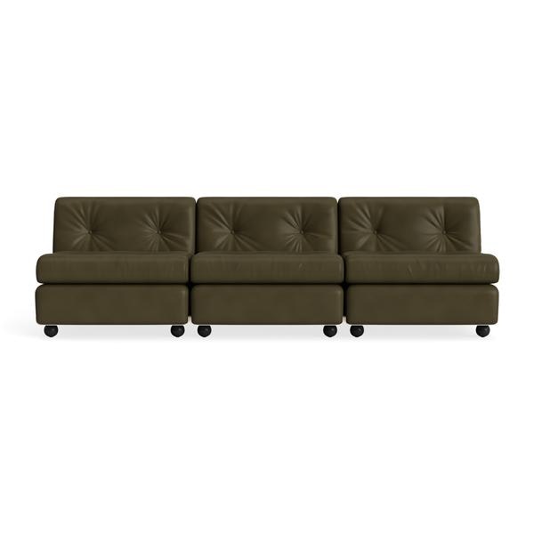 Amanta Sofa - Three Seater, Sense Leather, Forest Green, Cream Beige