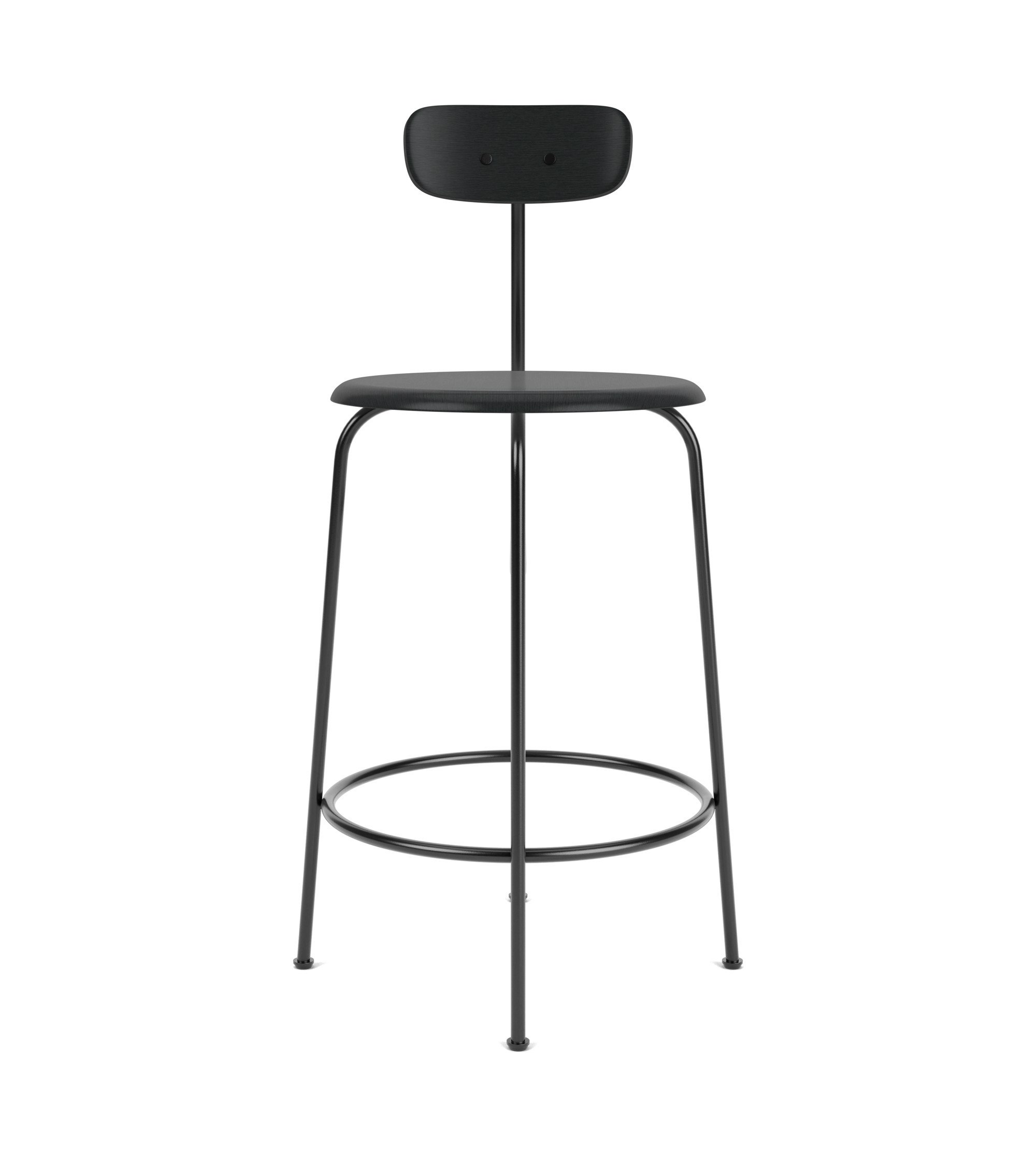 Afteroom Mini Back Stool, Counter Height, Black Painted Ash