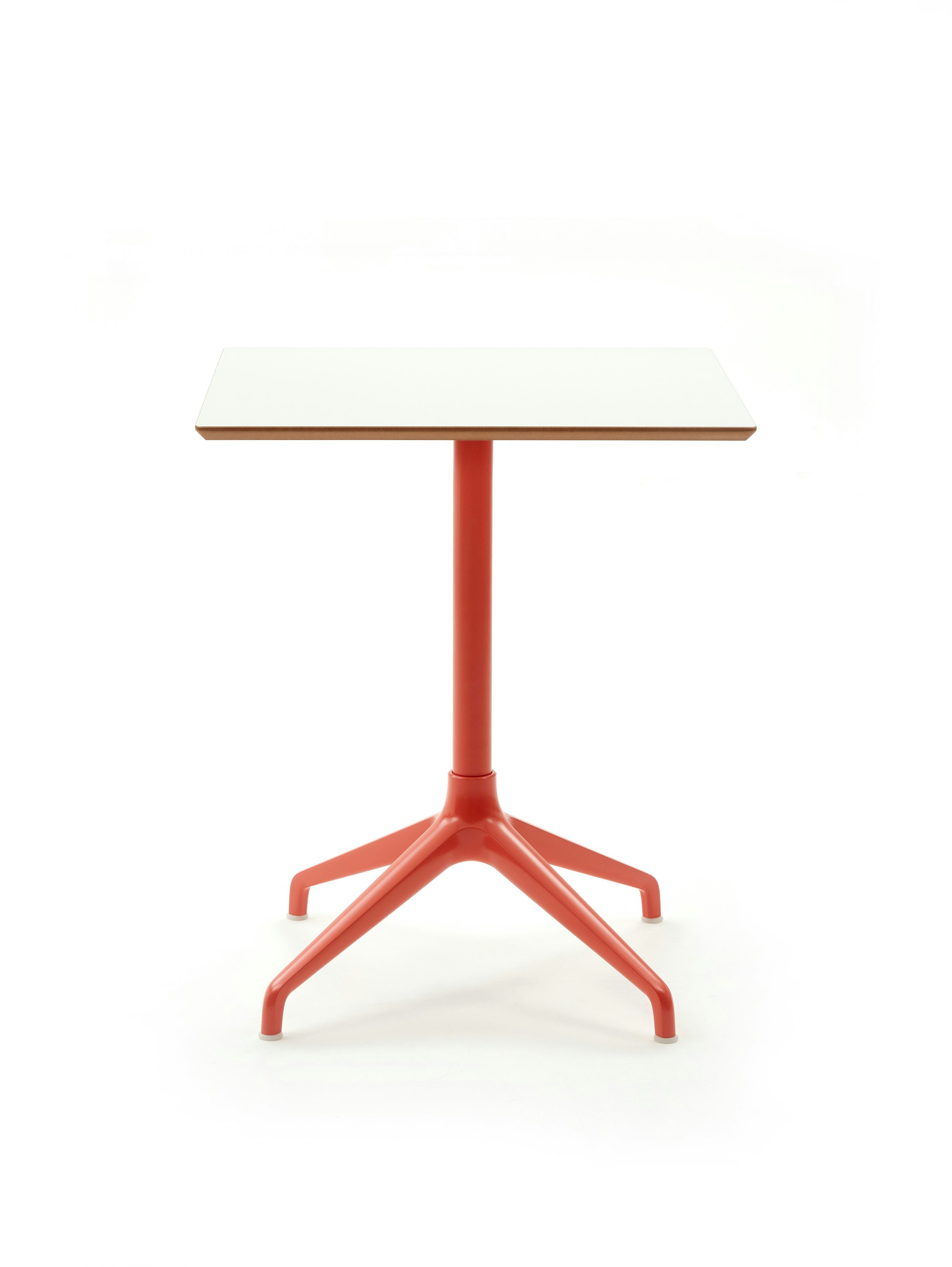 Dining table with pink 4 star base and white mfmdf square table top
