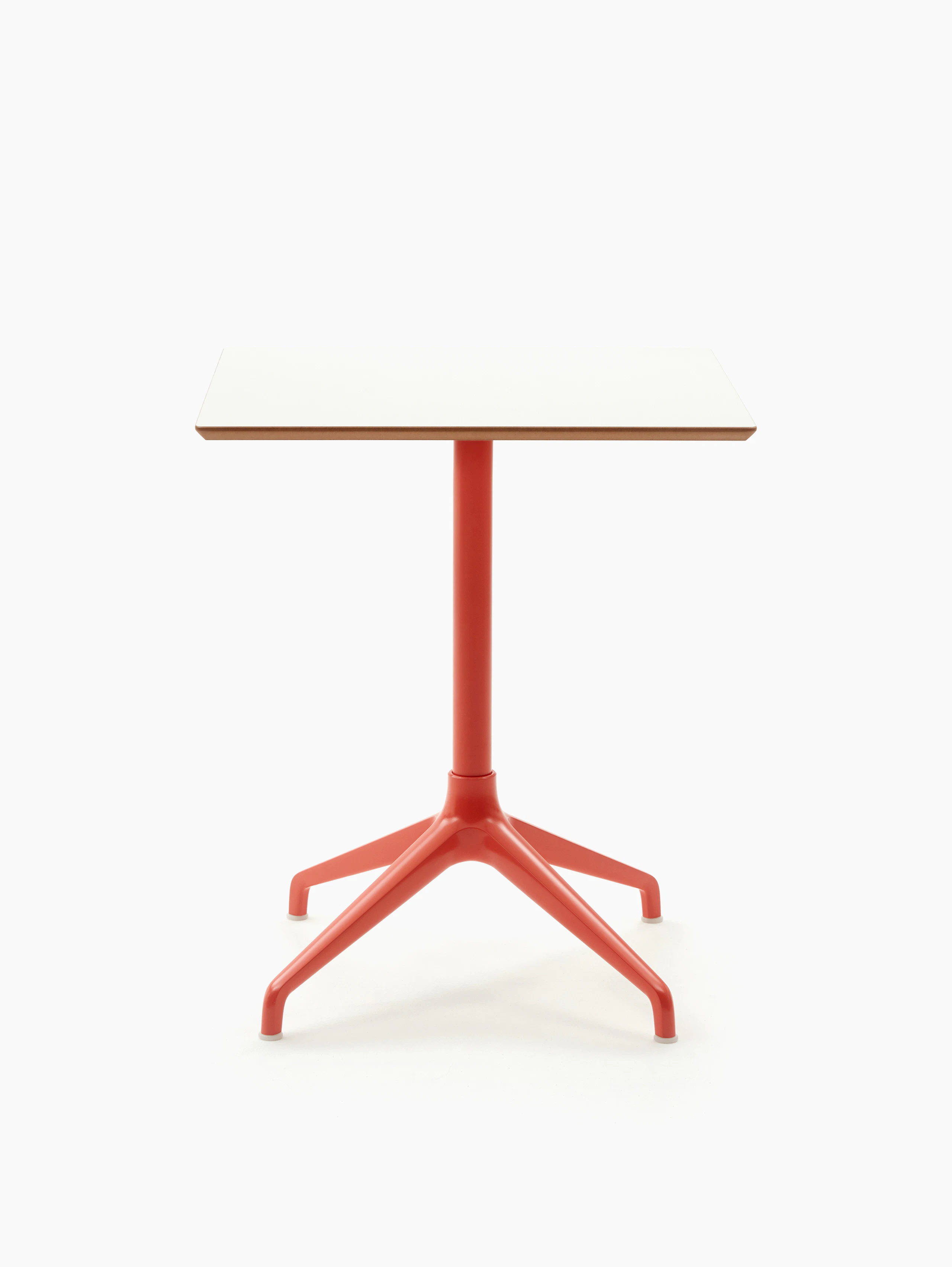 Dining table with pink 4 star base and white mfmdf square table top