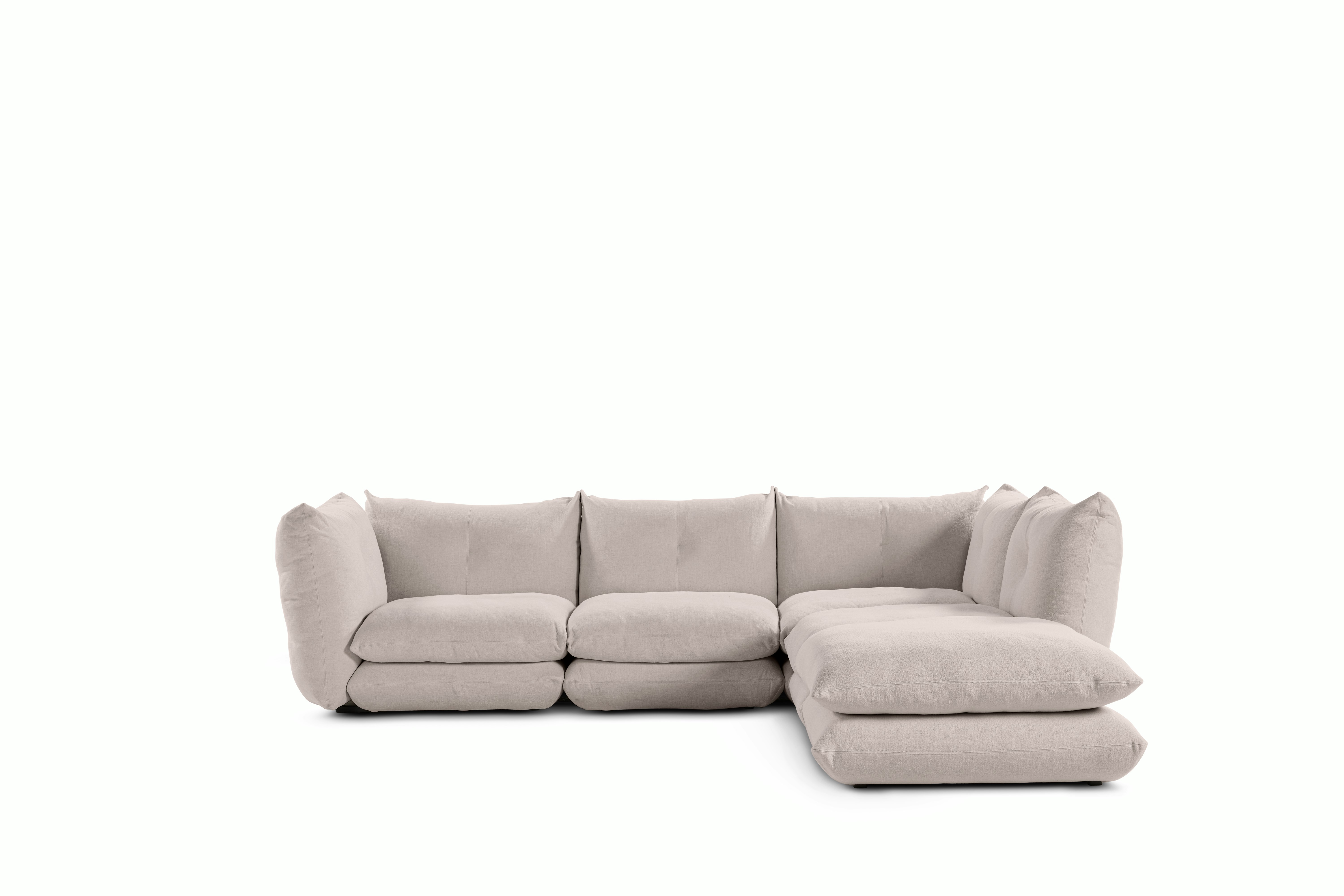 Pillo Sectional -  Right,  Four Seater with Ottoman,  Standard,  Haven,  Sand