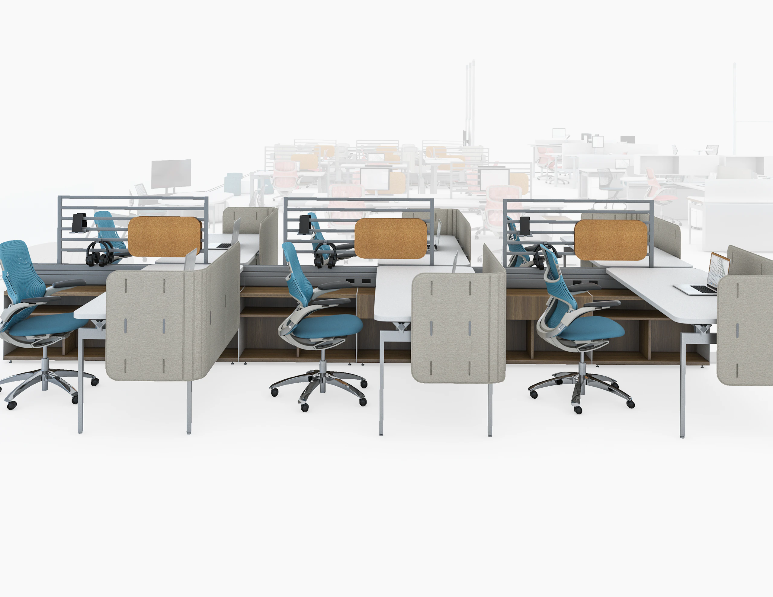 Antenna Power Beam, Antenna Hybrid Storage, Antenna Workspaces, k. screen Contour, Antenna Desk, Ladder, Generation by Knoll