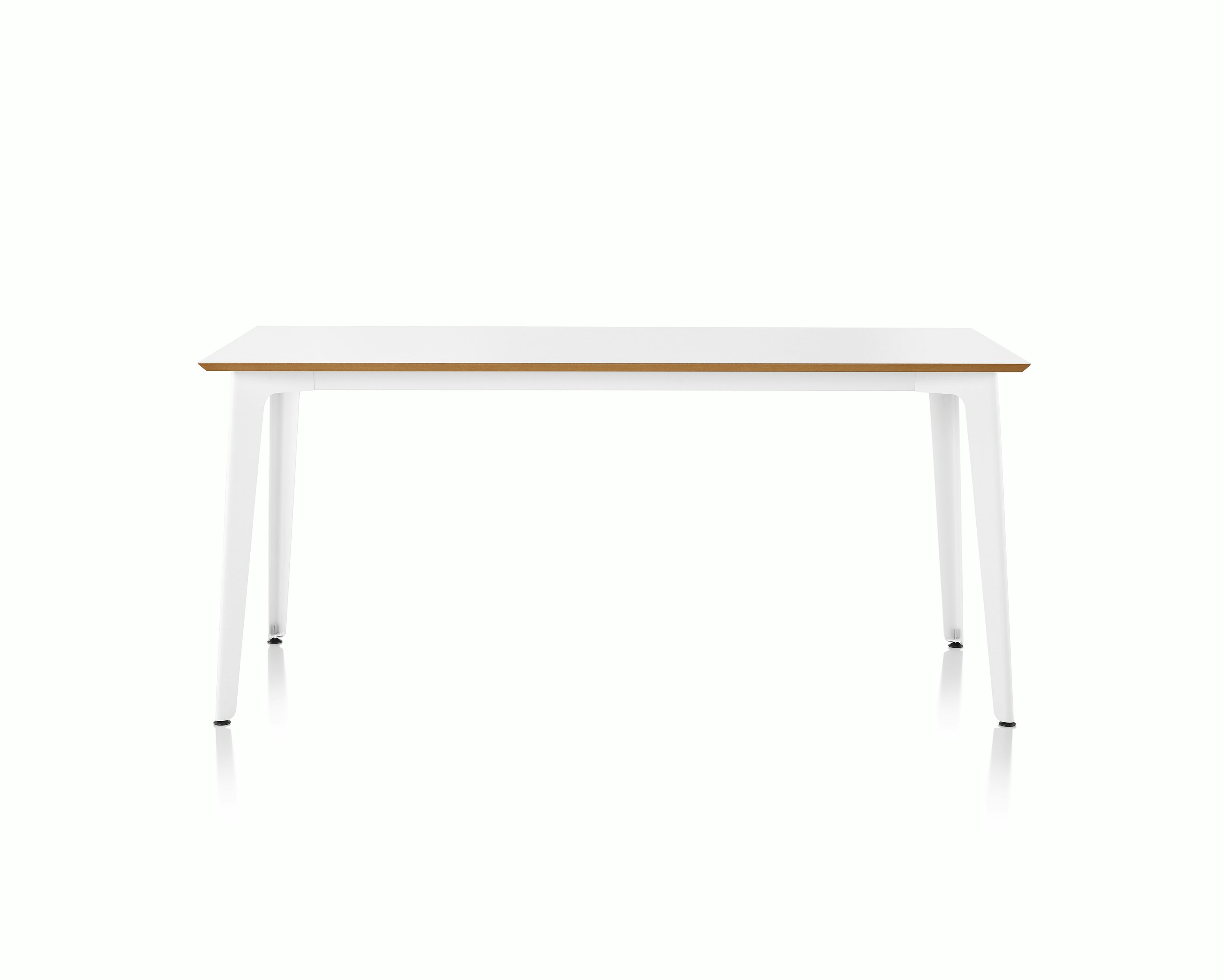 Fold Bar Height Table with a white top with reverse chamfer and a white powder coated frame.