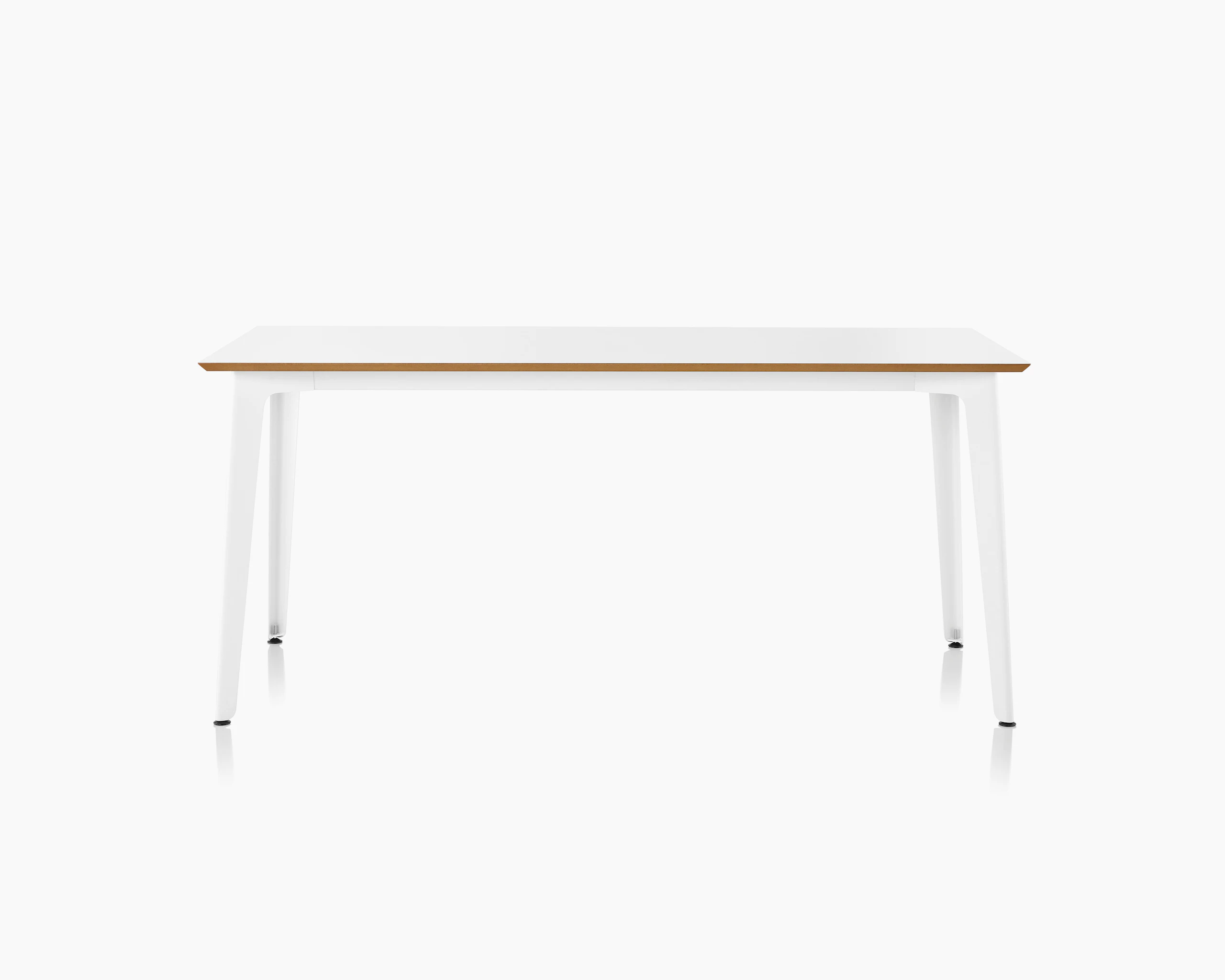 Fold Bar Height Table with a white top with reverse chamfer and a white powder coated frame.