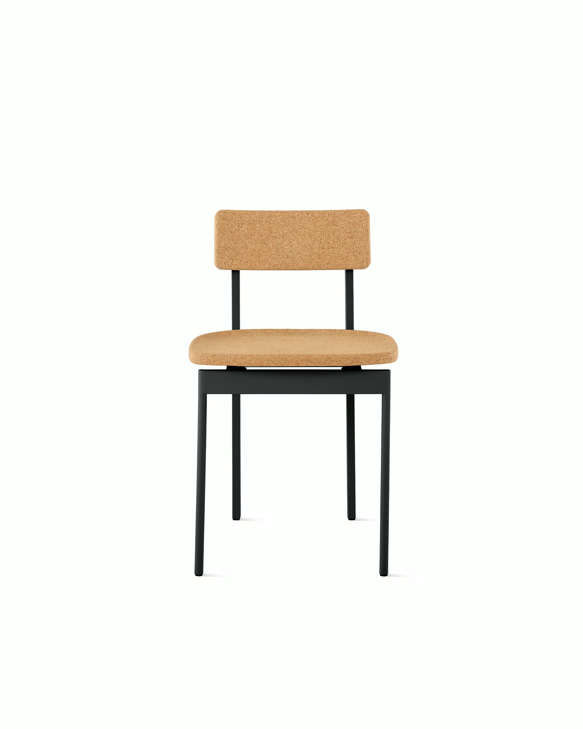 A cork Betwixt Chair with a black frame. 