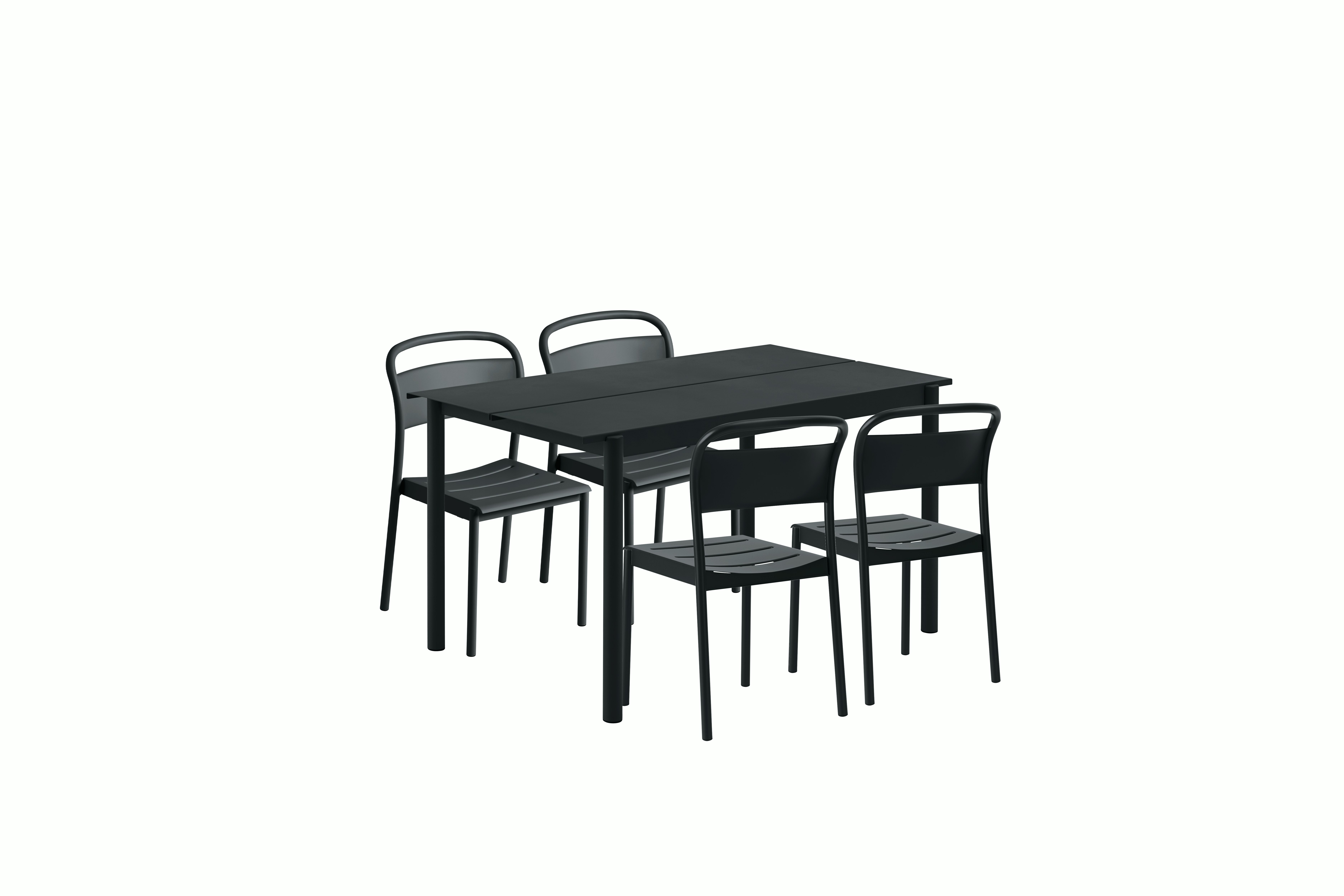 Linear Dining Set - 55" Table & 4 Side Chairs,  Black"