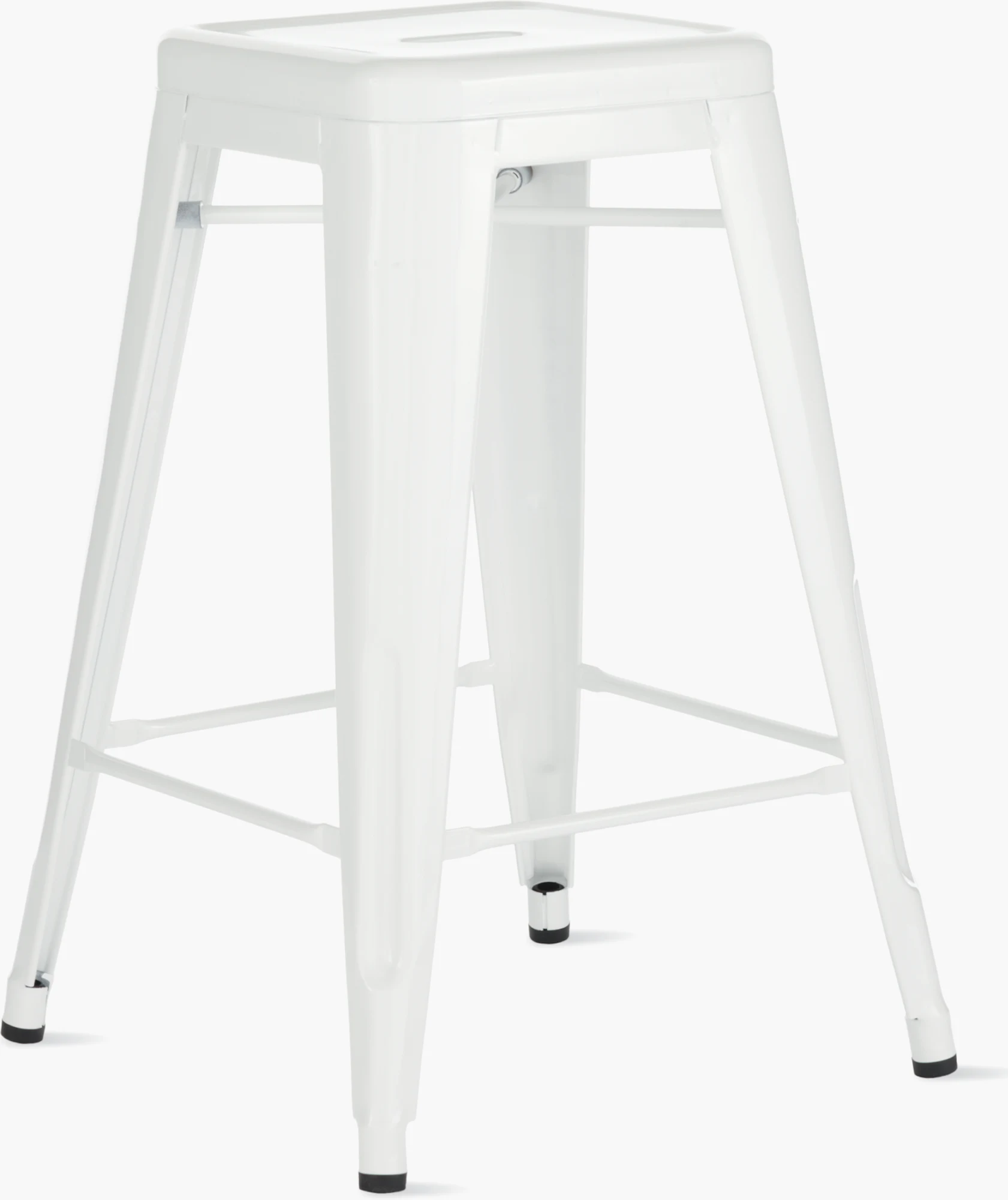 White stool frame viewed from below with four legs