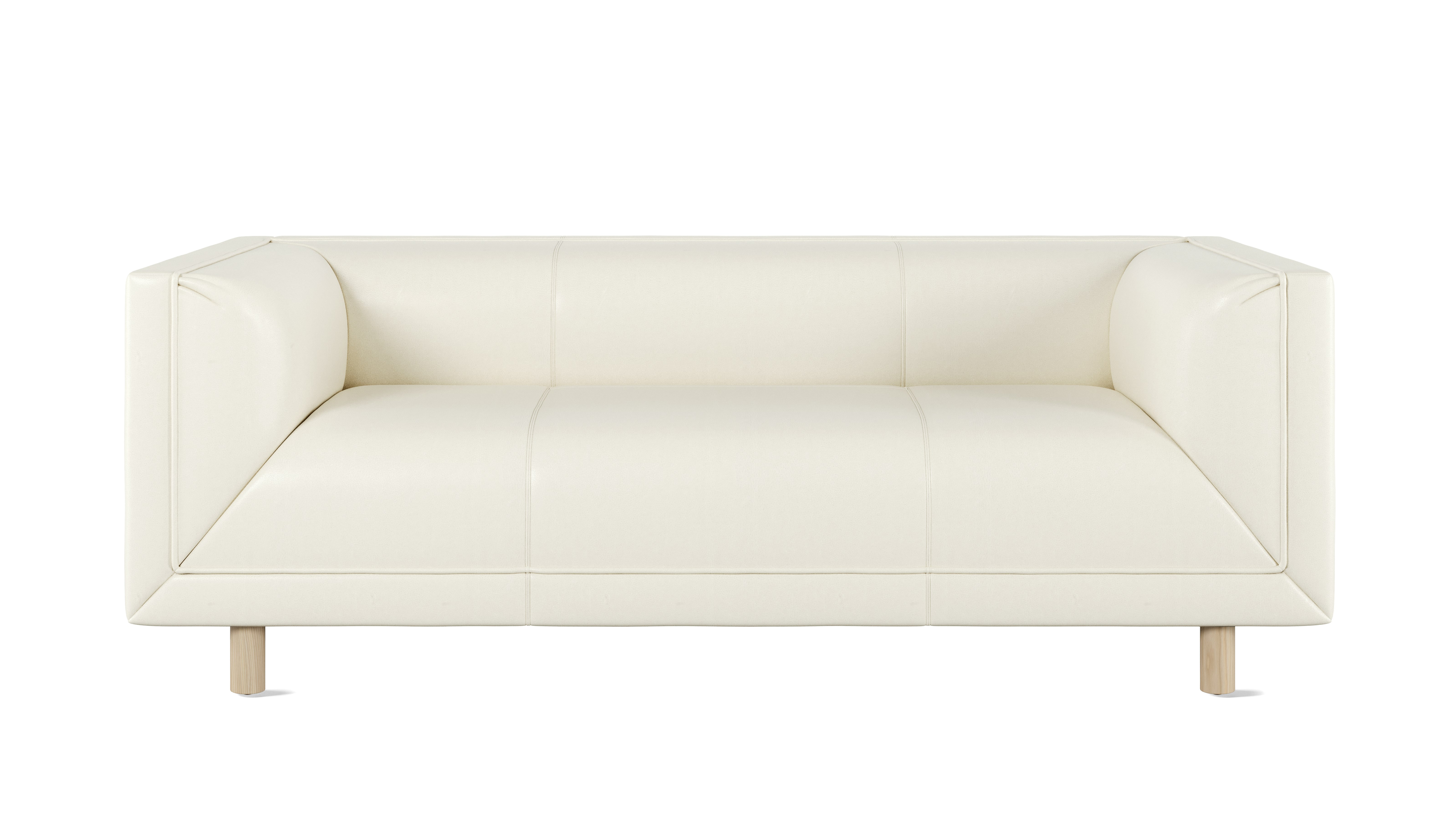 Rolled Arm Sofa 72,  Prone Leather,  Lotus,  White Ash