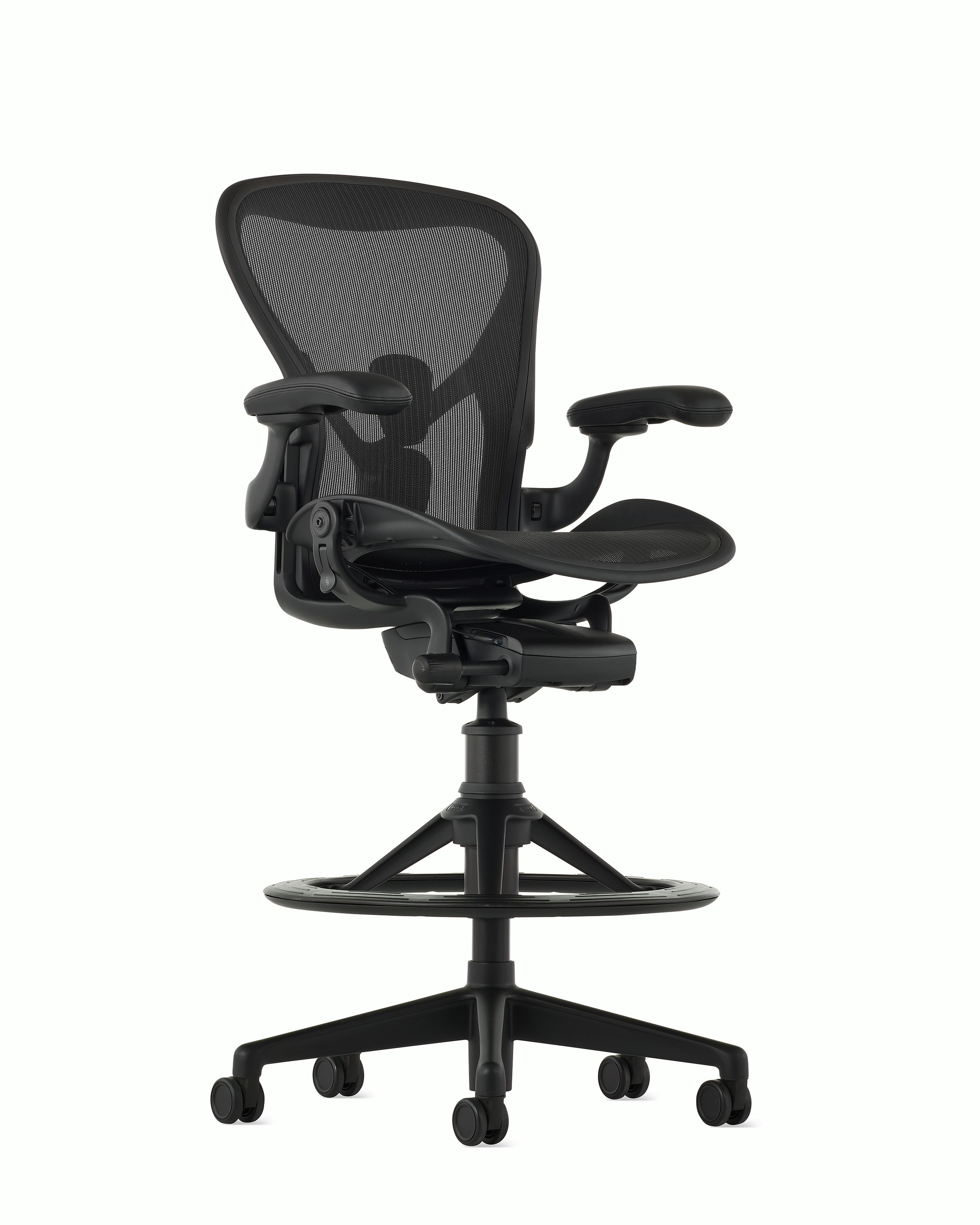 Aeron Stool in Onyx with Posturefit, Standard Tilr and stationary arms