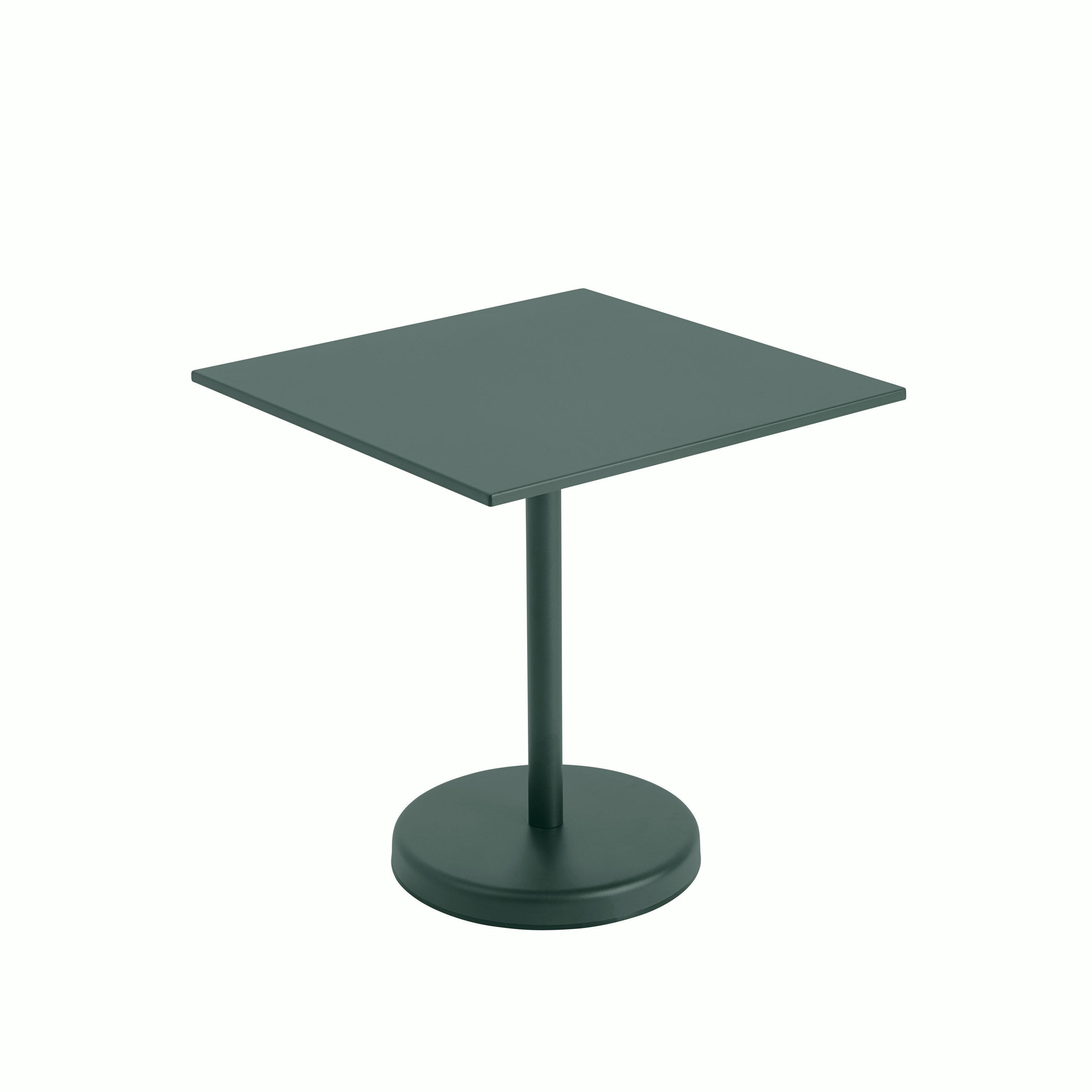 Linear steel cafe table square 70x70 h 73 dark green Muuto