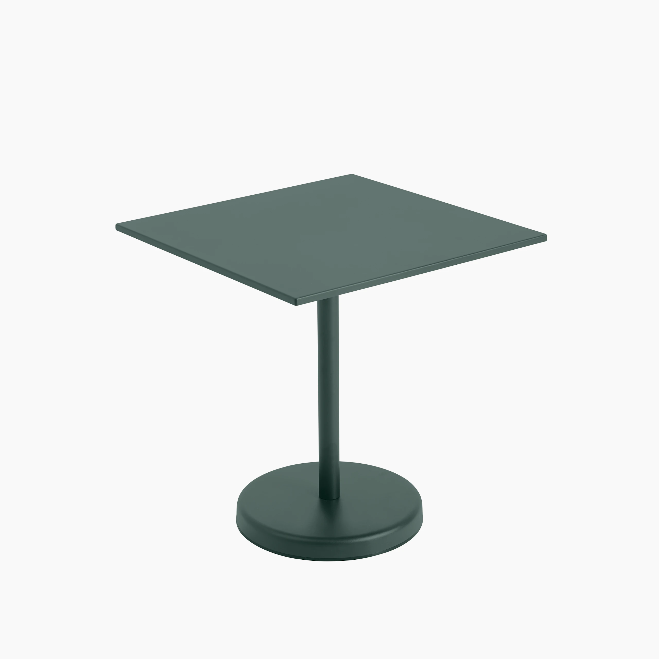 Linear steel cafe table square 70x70 h 73 dark green Muuto