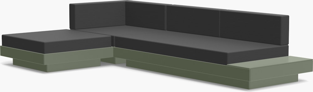 Platform One Sectional with Chaise - Sage,  Cast Charcoal