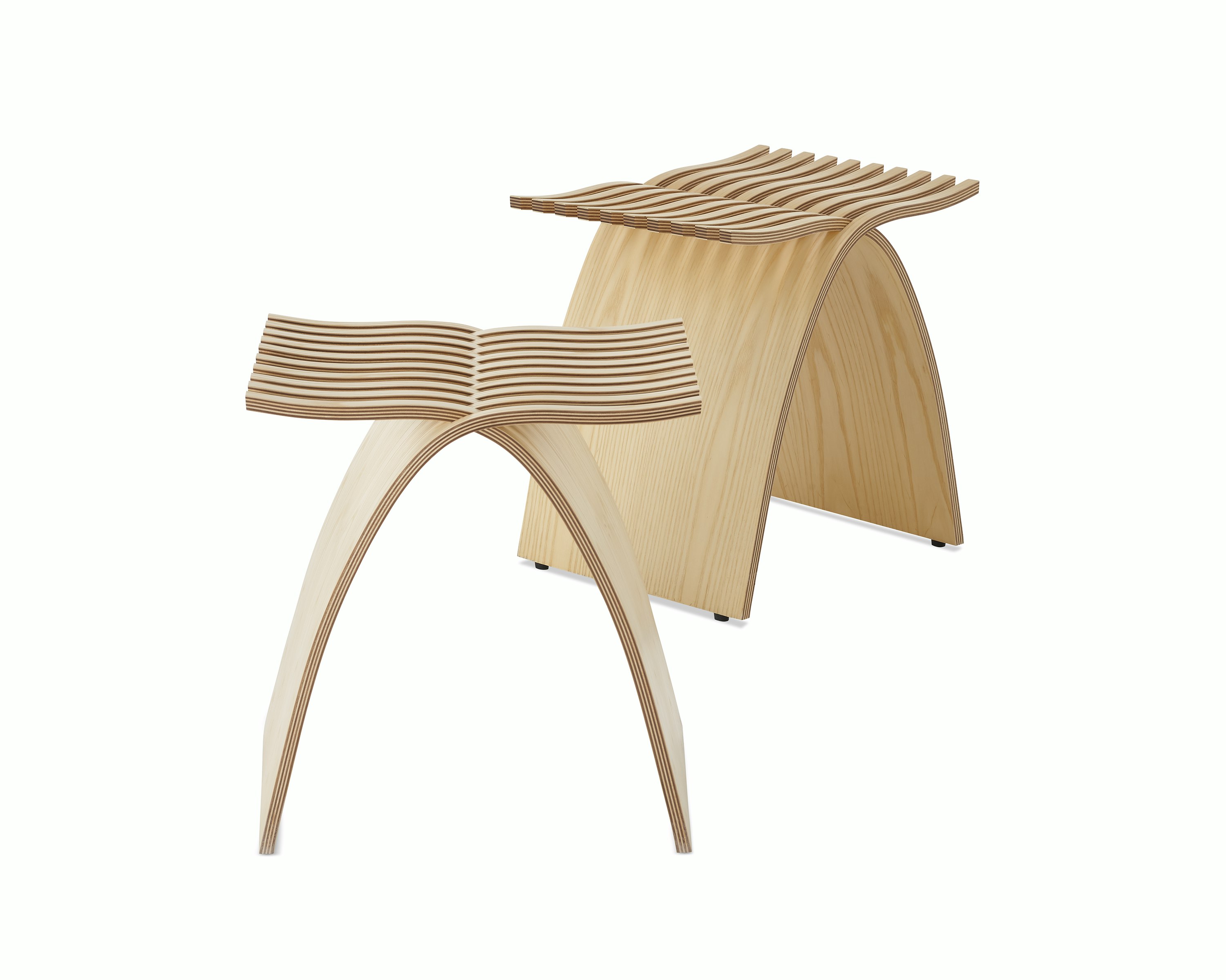 Two assembled Capelli Stools with one facing the front and the other at an angle.