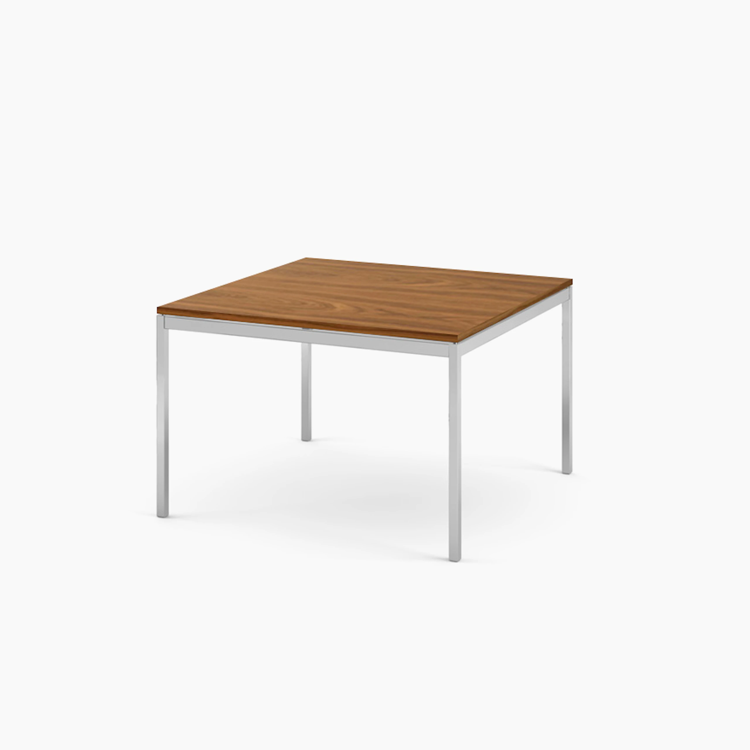 Florence Knoll Square End Table - 29.5, Light Walnut, Polished Chrome