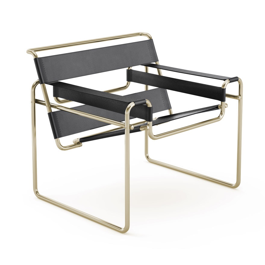 Wassily Chair - Belting Leather, Black, Gold